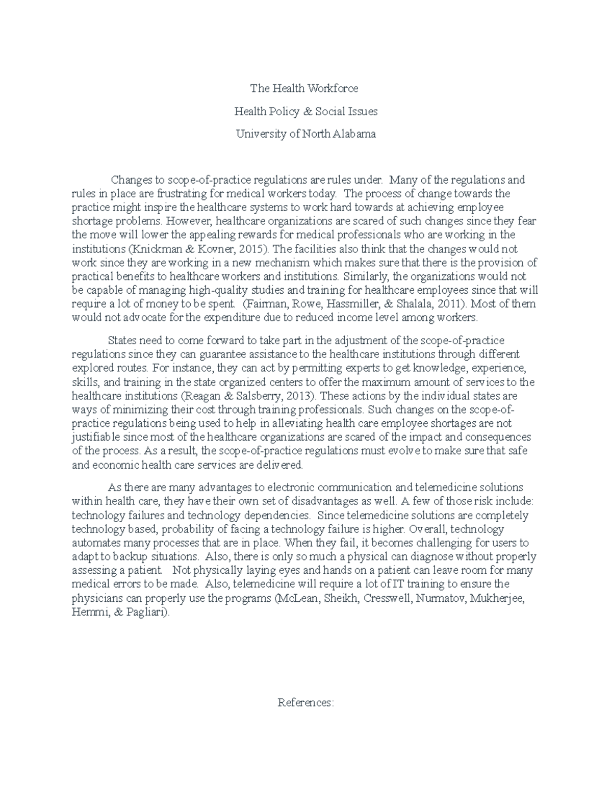 Module 5 Topic 1 - The Health Workforce Health Policy & Social Issues ...