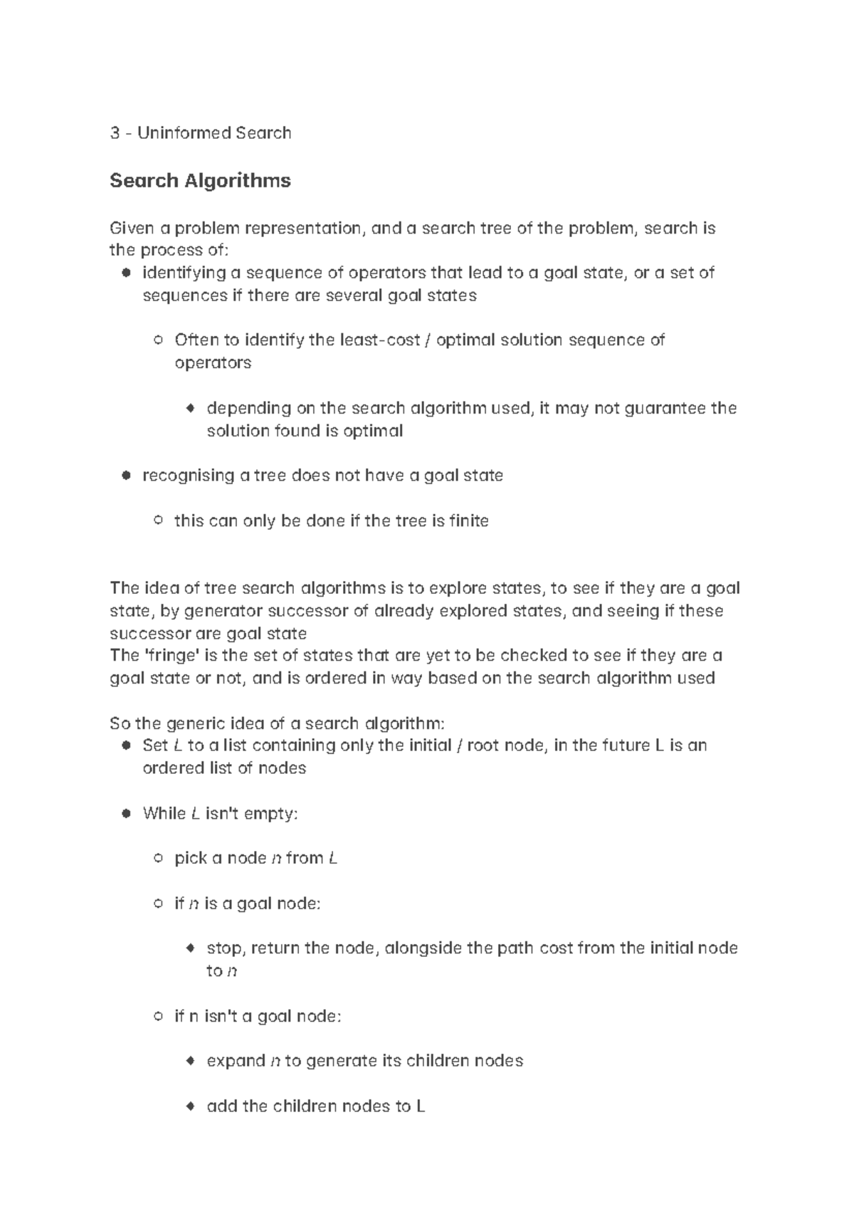 3 - Uninformed Search, Problem Representation - 3 - Uninformed Se Se# ...