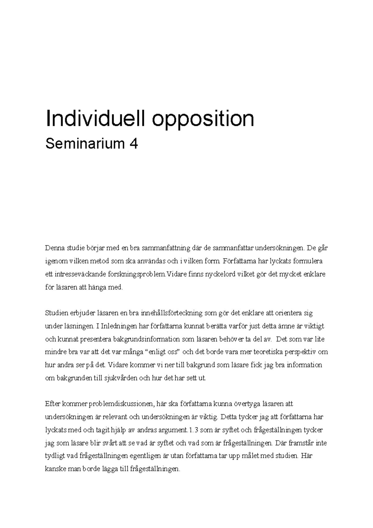 Semsemsem - B-uppsats Opp - Individuell Opposition Seminarium 4 Denna ...