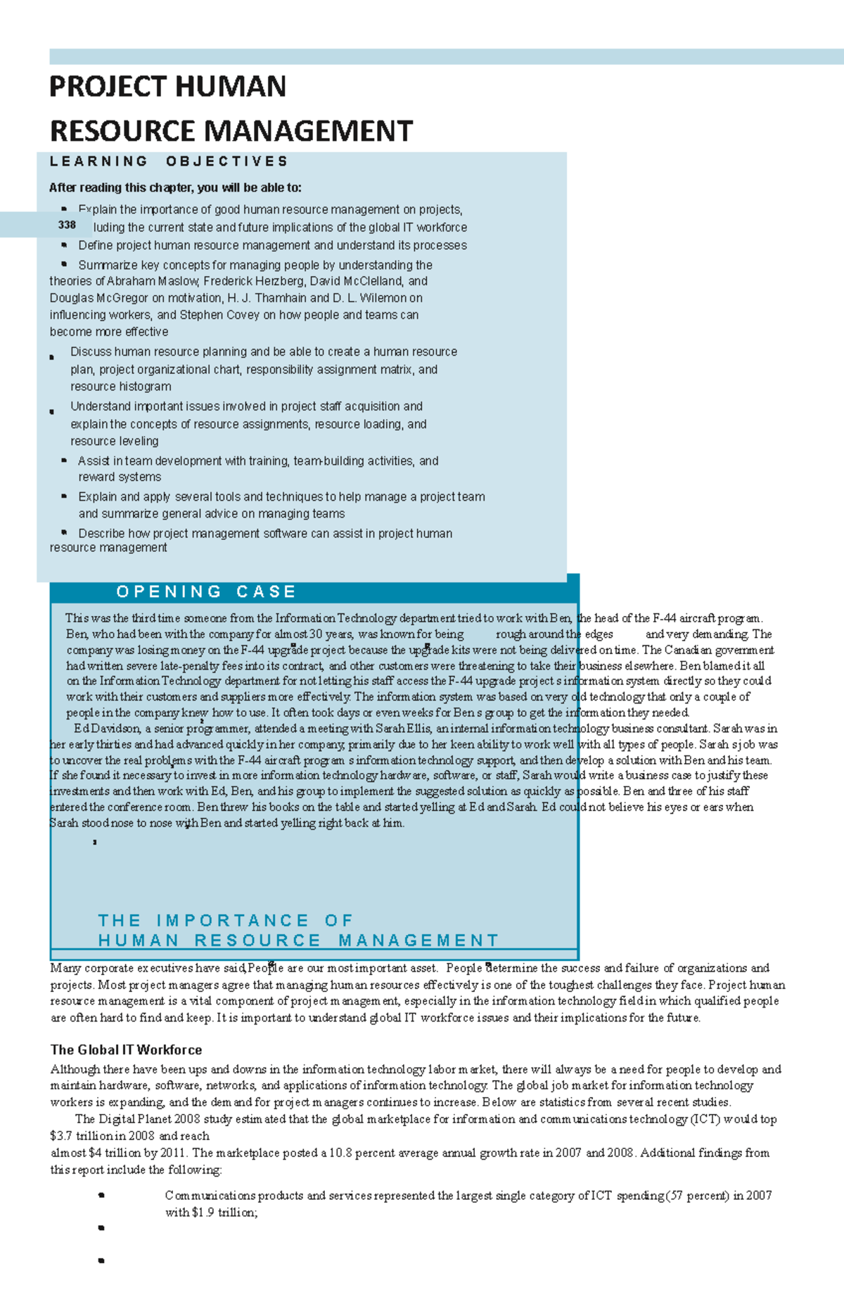Project Human Resource Management - PROJECT HUMAN RESOURCE MANAGEMENT L ...