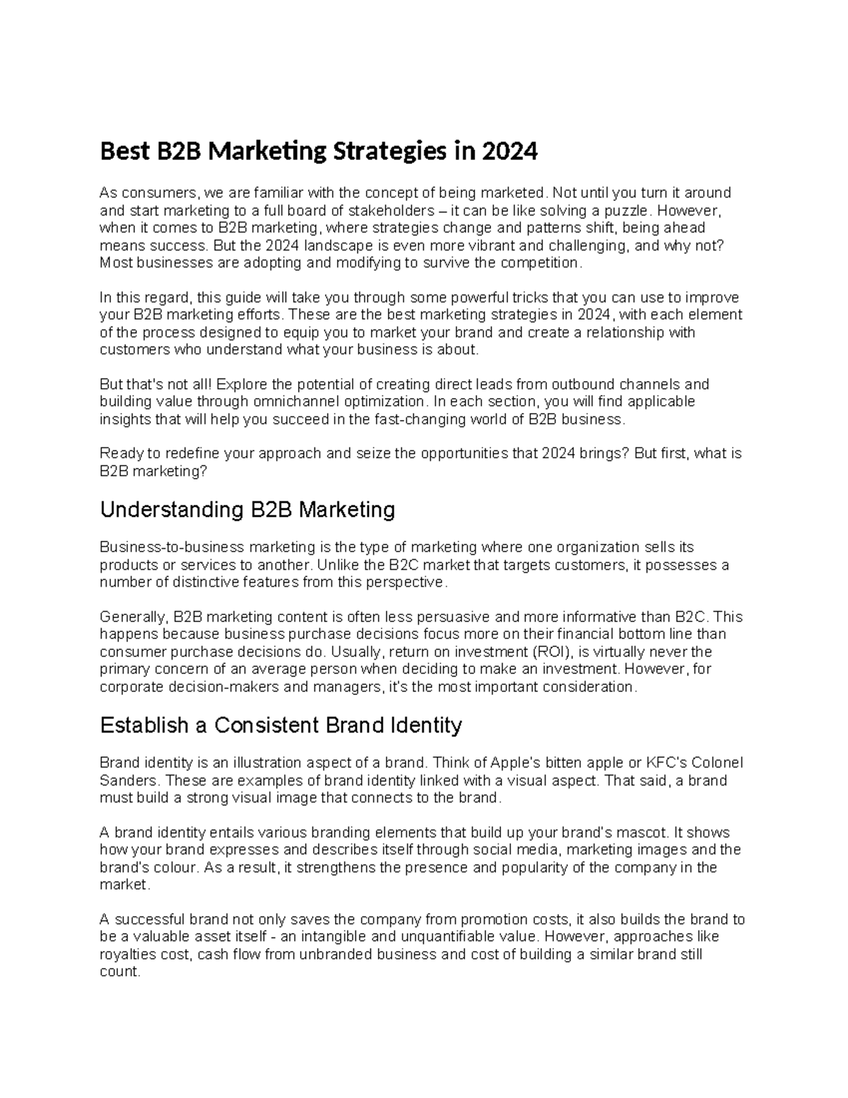 Best B2B Marketing Strategies in 2024 - Not until you turn it around ...
