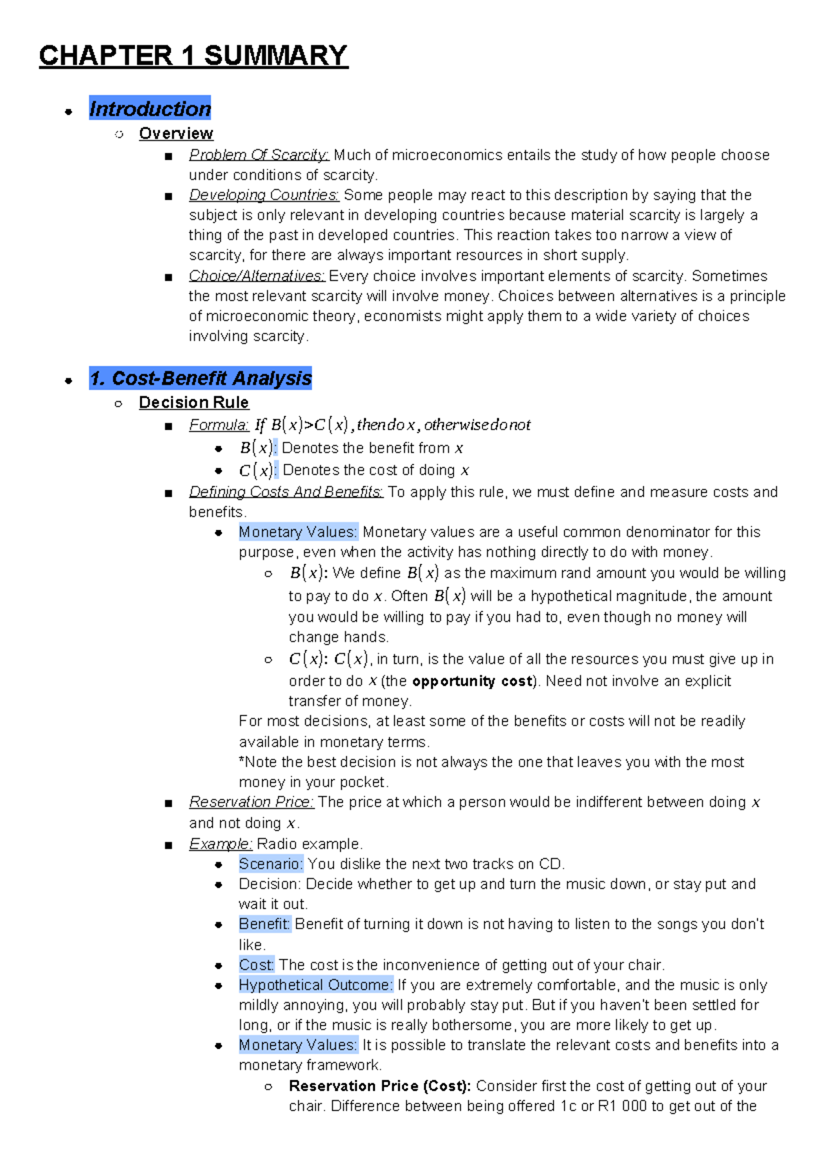 Summary notes macro - CHAPTER 1 SUMMARY Introduction Overview Problem ...