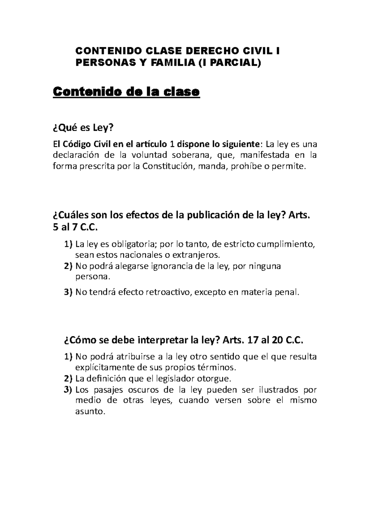 Contenido Derecho Civil I I Parcial - CONTENIDO CLASE DERECHO CIVIL I ...