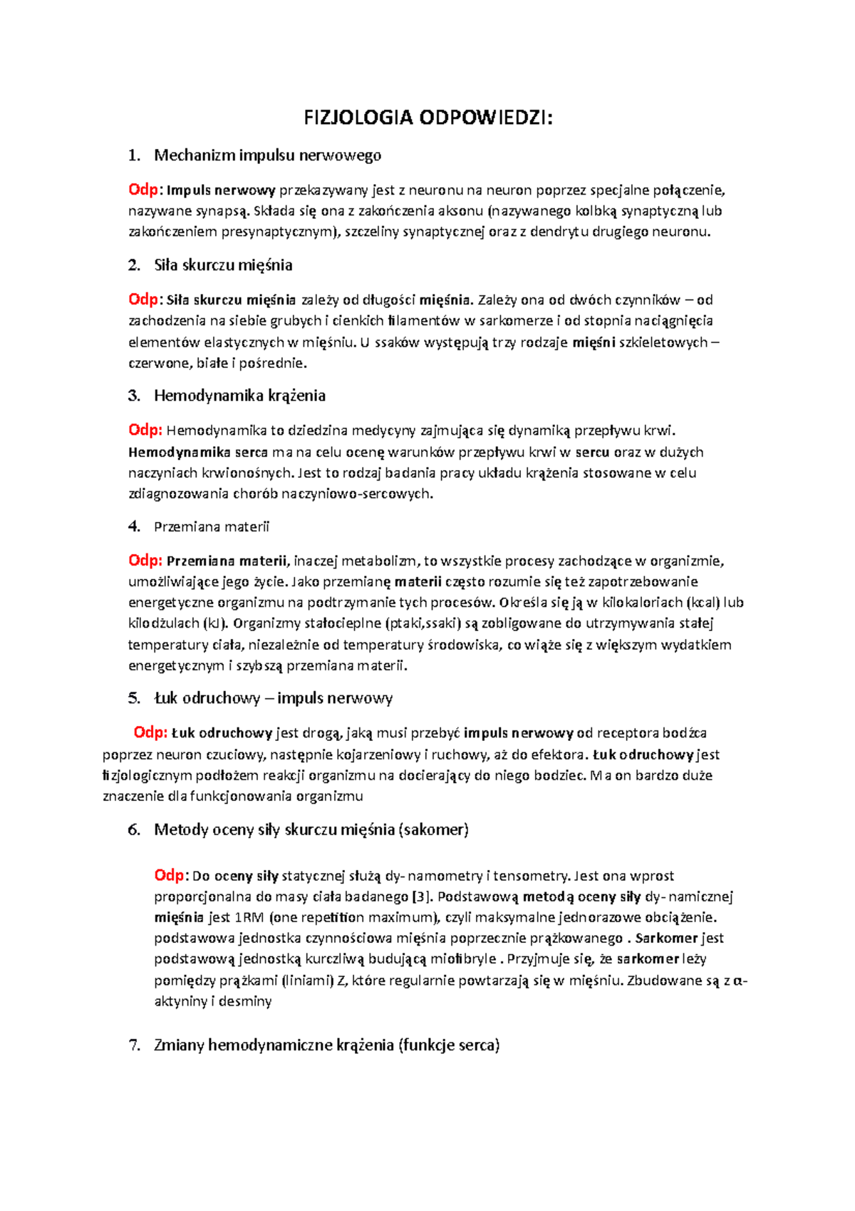 Opisz Drogę Impulsu Nerwowego W Obrębie Neuronu I Między Neuronami Fizjologia- Odpowiedzi - FIZJOLOGIA ODPOWIEDZI: 1. Mechanizm impulsu