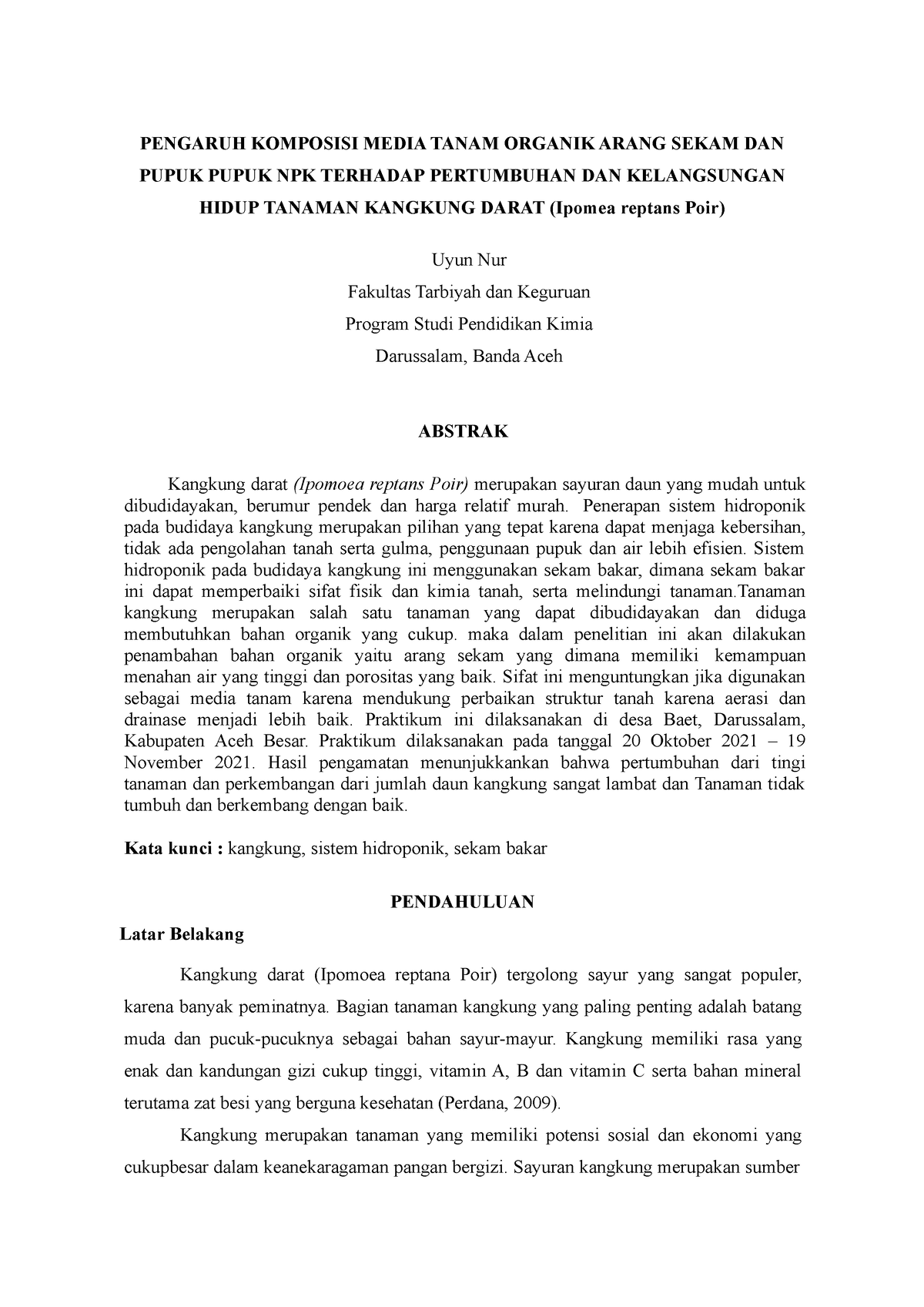 Jurnal 1 - PENGARUH KOMPOSISI MEDIA TANAM ORGANIK ARANG SEKAM DAN PUPUK ...