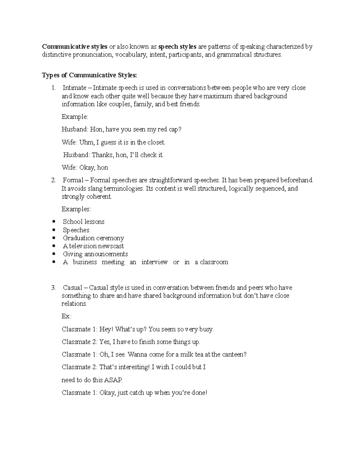 Communicative - none - Communicative styles or also known as speech ...