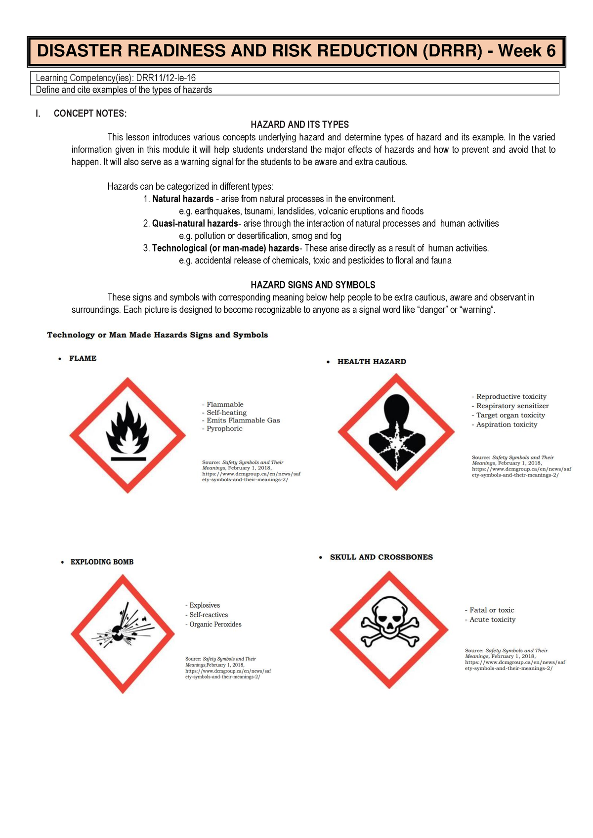 DRRR-LAS-WEEK6 - NOTES - DISASTER READINESS AND RISK REDUCTION (DRRR ...