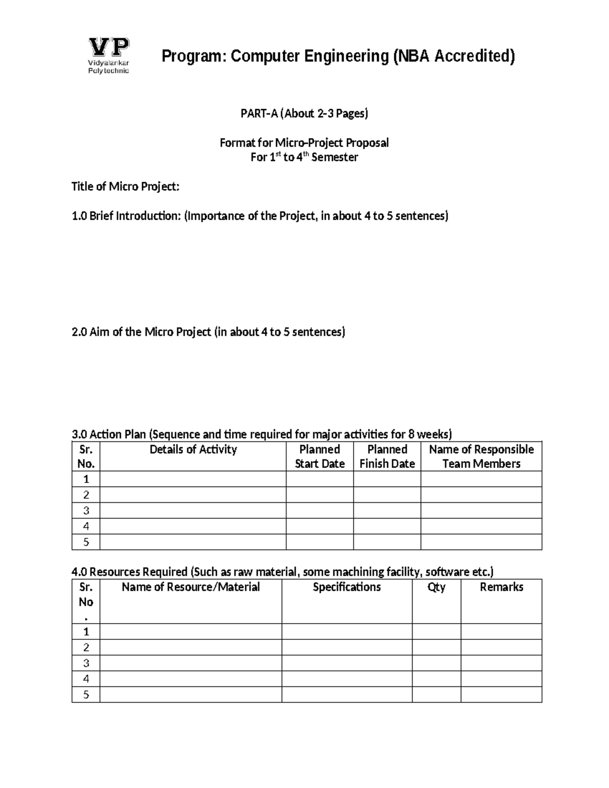 CO-Part-A-B Format for Micro Project - PART-A (About 2-3 Pages) Format ...