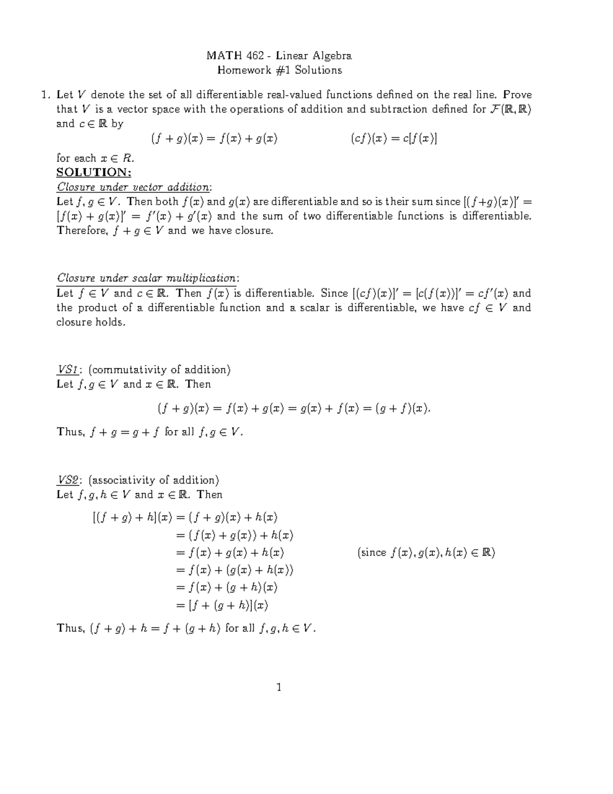 HMWK-2 Solutions - Dr. Kimball - MATH 462 Linear Algebra Homework ...