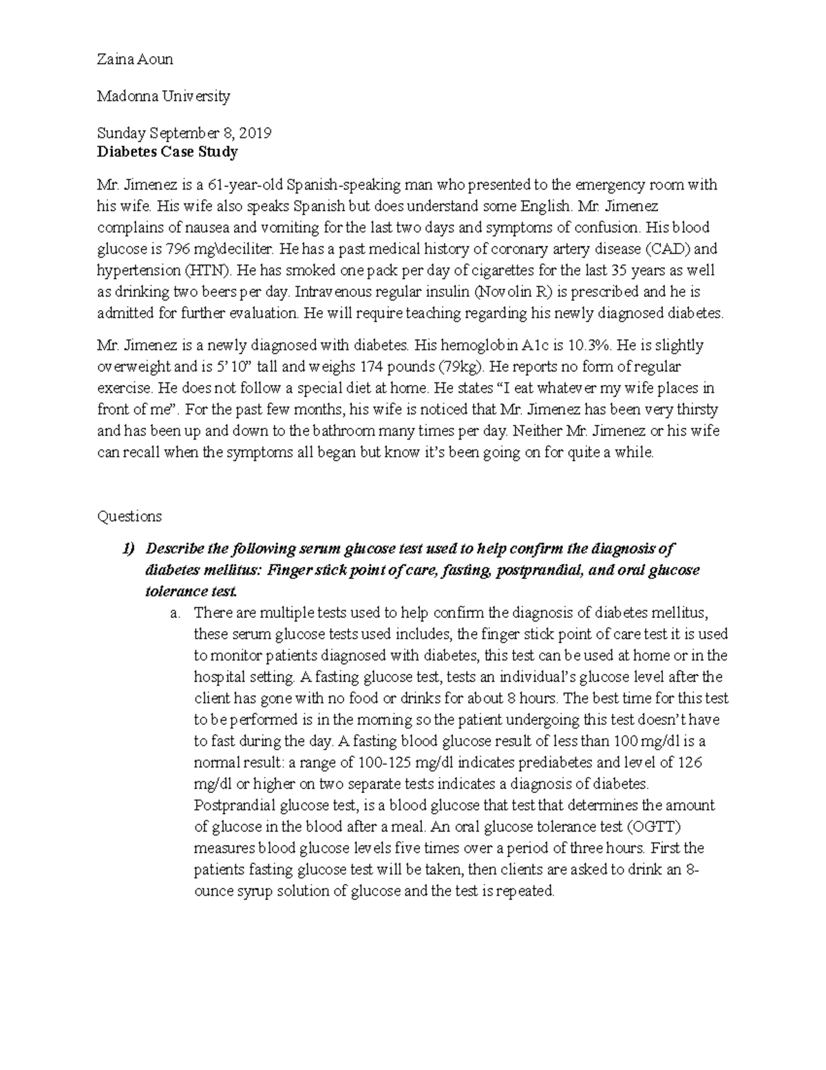 diabetes case study nursing students