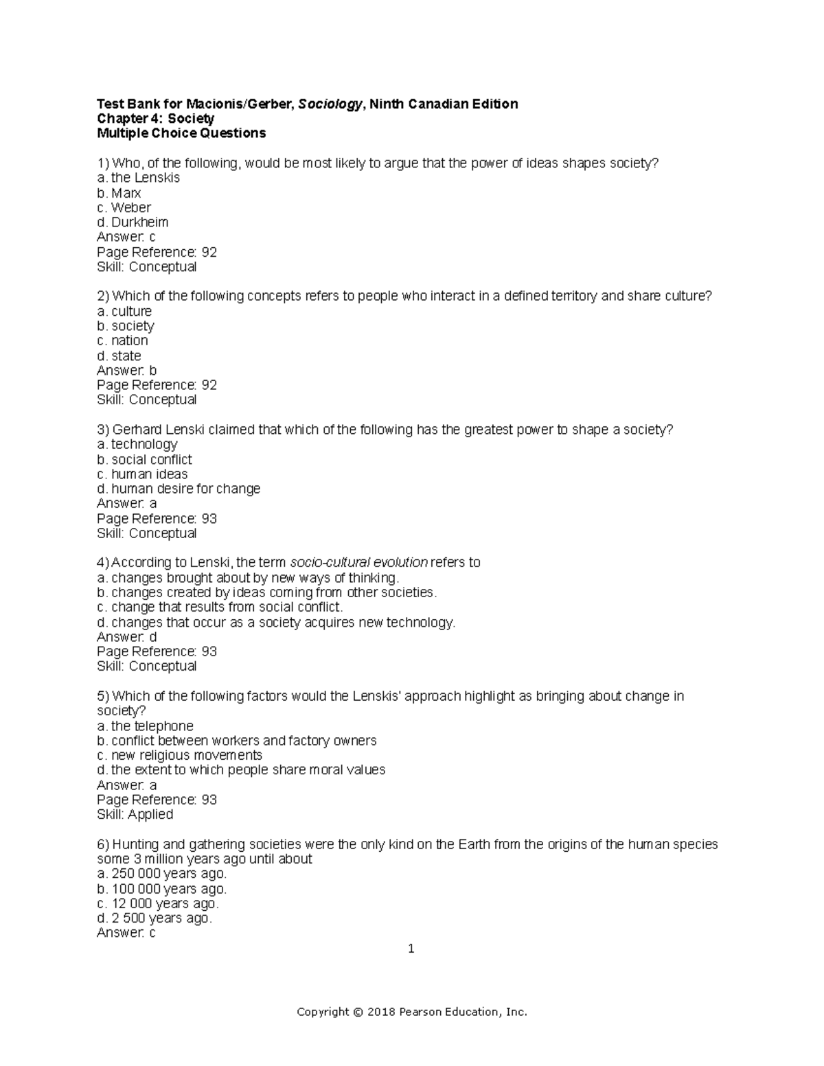 04 Maci Soc9c Tif Ch04 - Test Bank For Macionis/Gerber, Sociology ...