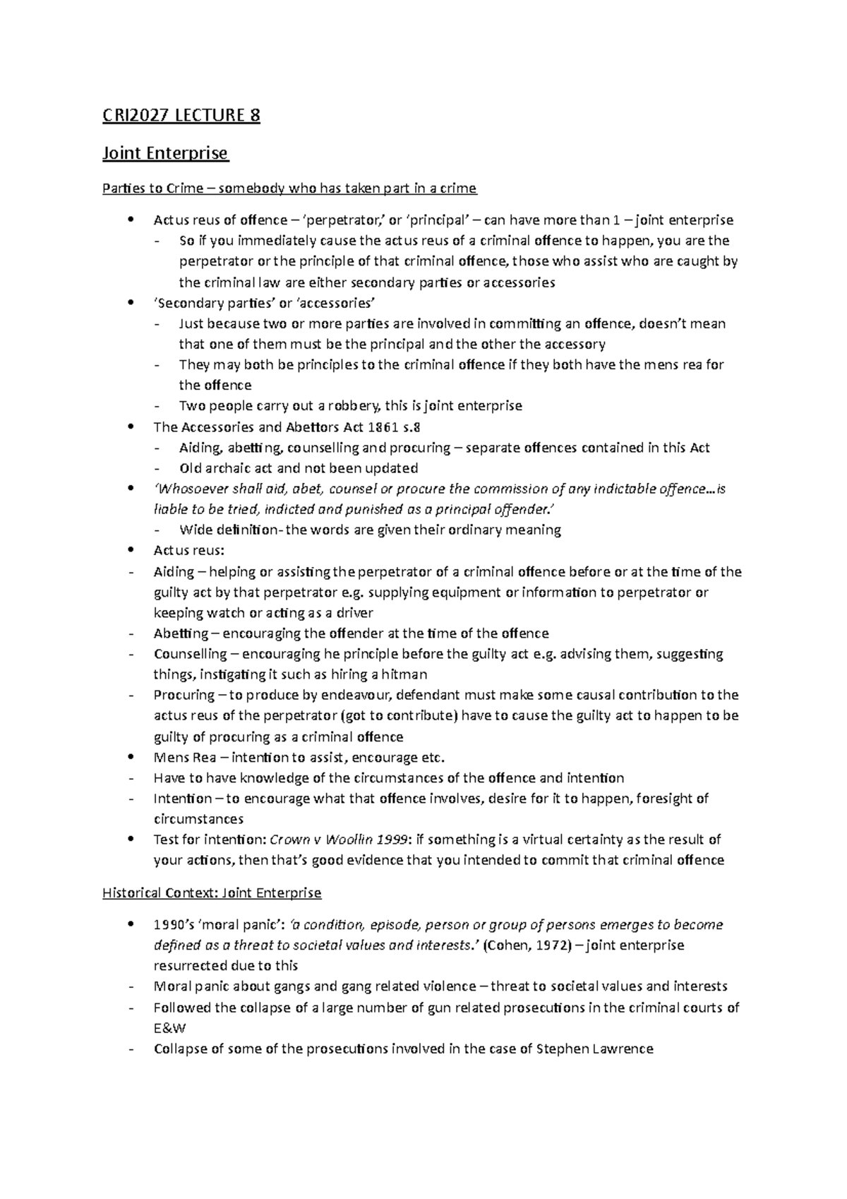 CRI2027 Lecture 8 Helen Baker CRI2027 EdgeHill Studocu