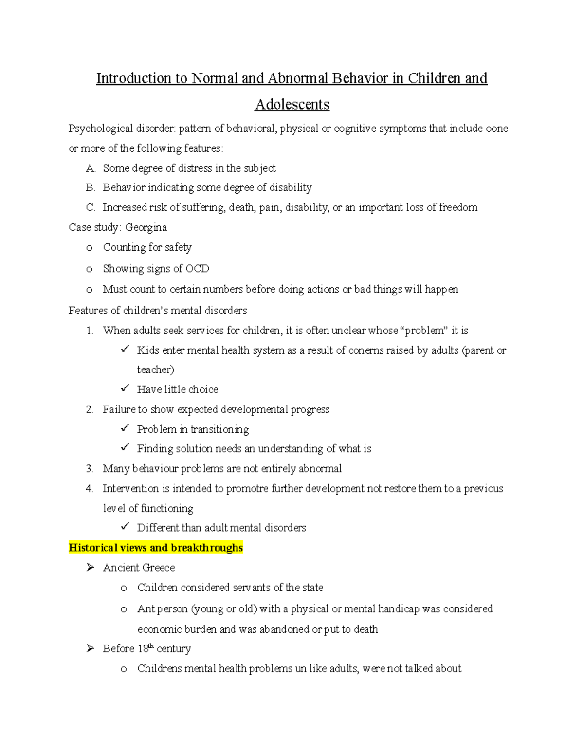 Chapter 1 reading - Introduction to Normal and Abnormal Behavior in ...