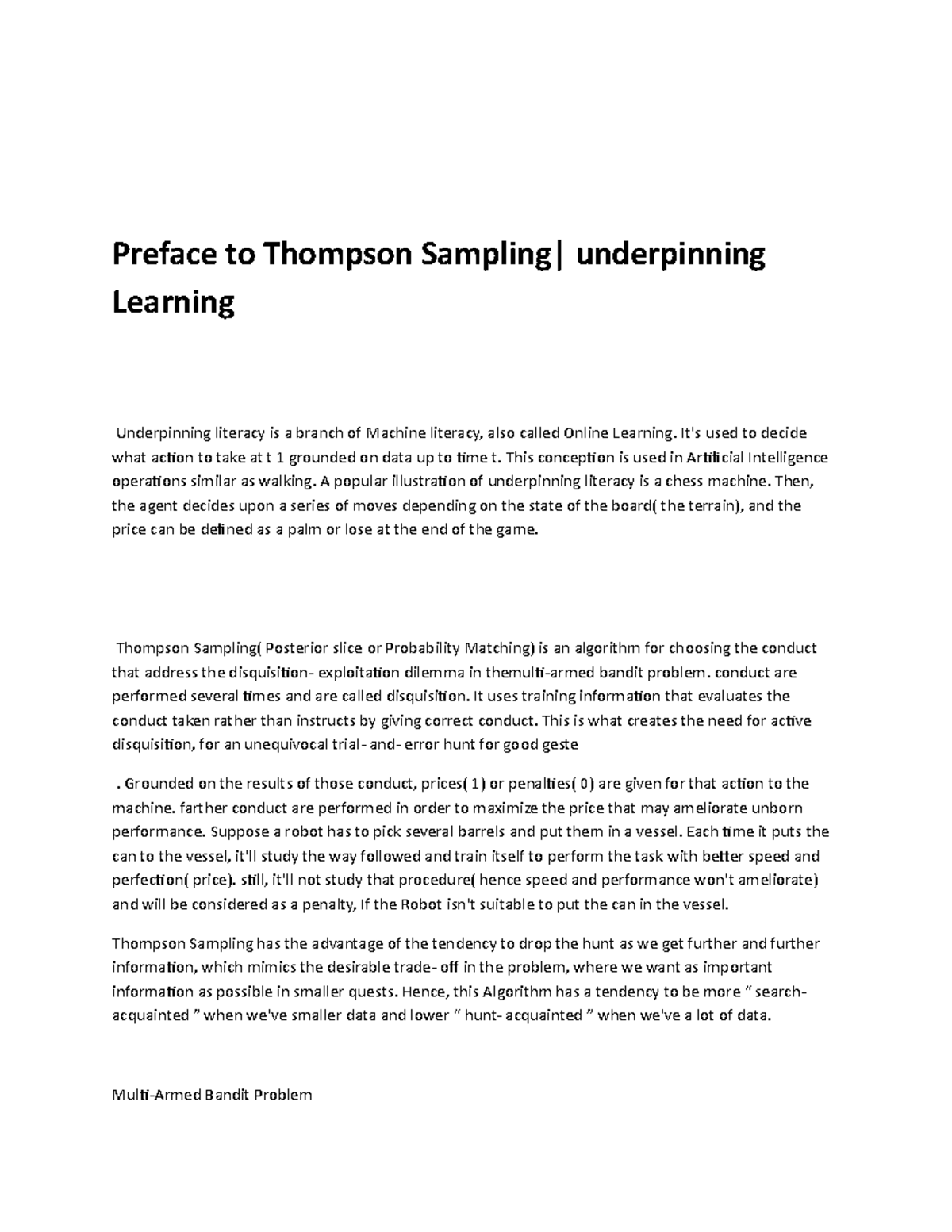 Preface to Thompson Samplingunderpinning Learning - Preface to Thompson ...