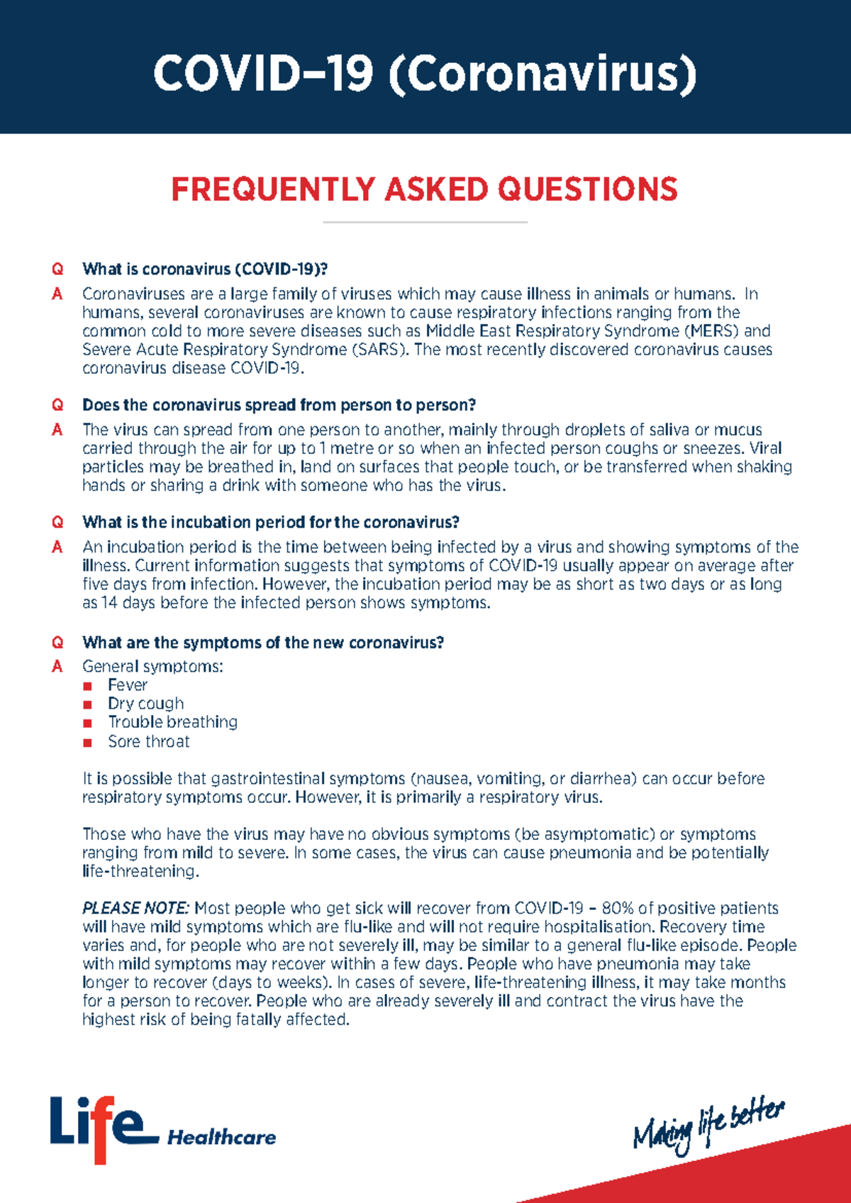 Corona Frequently Asked Questions - FREQUENTLY ASKED QUESTIONS Q A Does ...