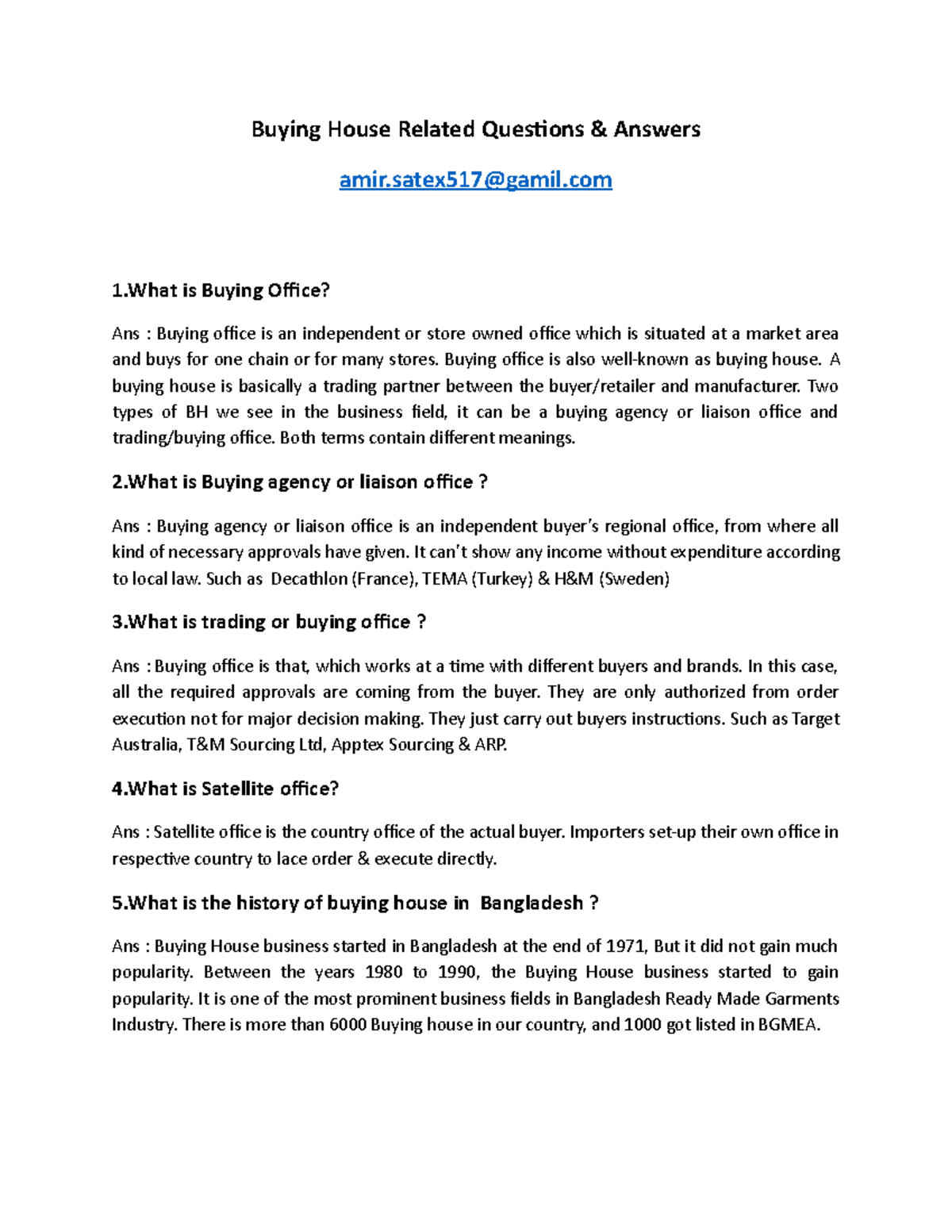 Exam, questions and answers buying house related Buying House Related