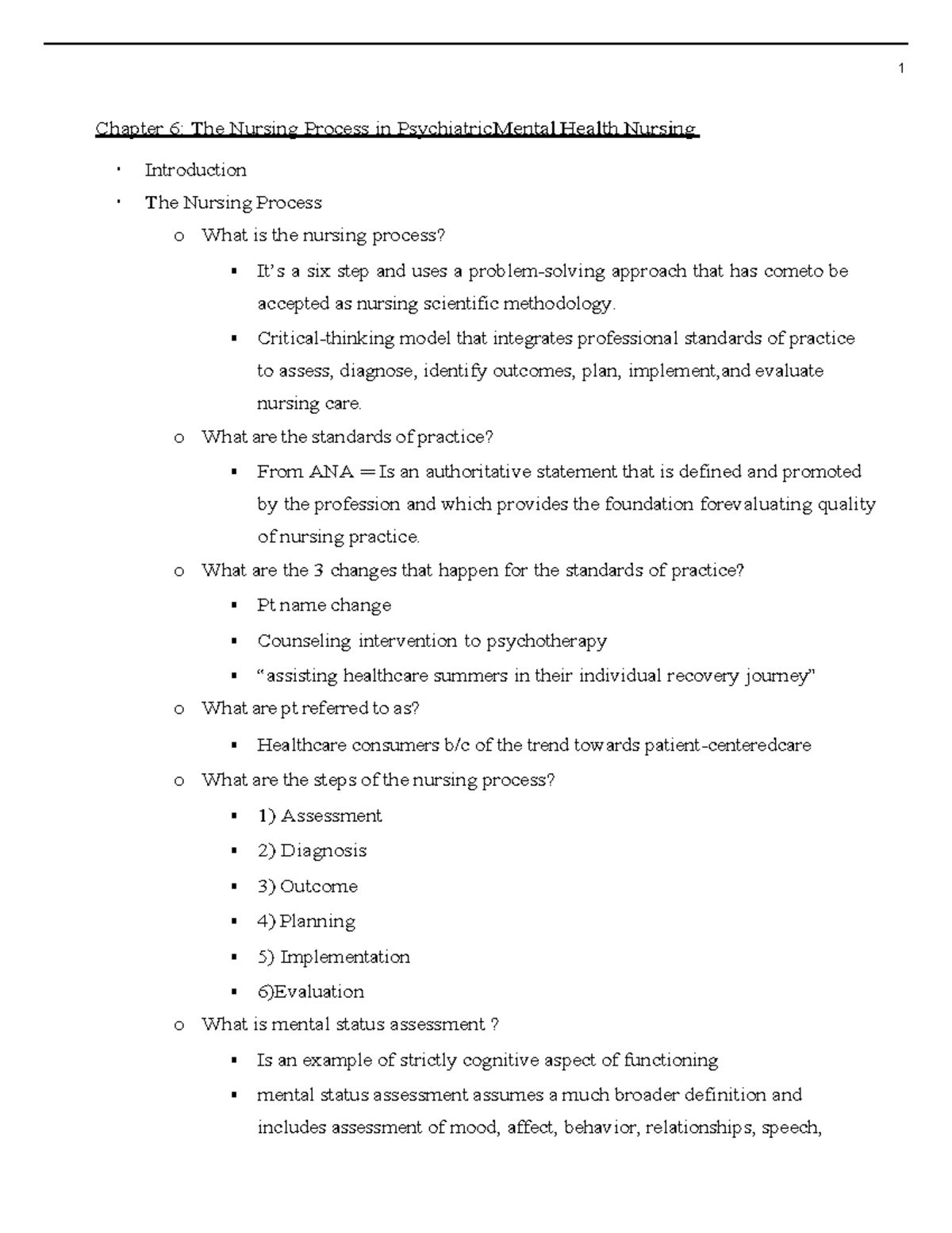 The Nursing Process in Psychiatric Mental Health Nursing - Chapter 6 ...