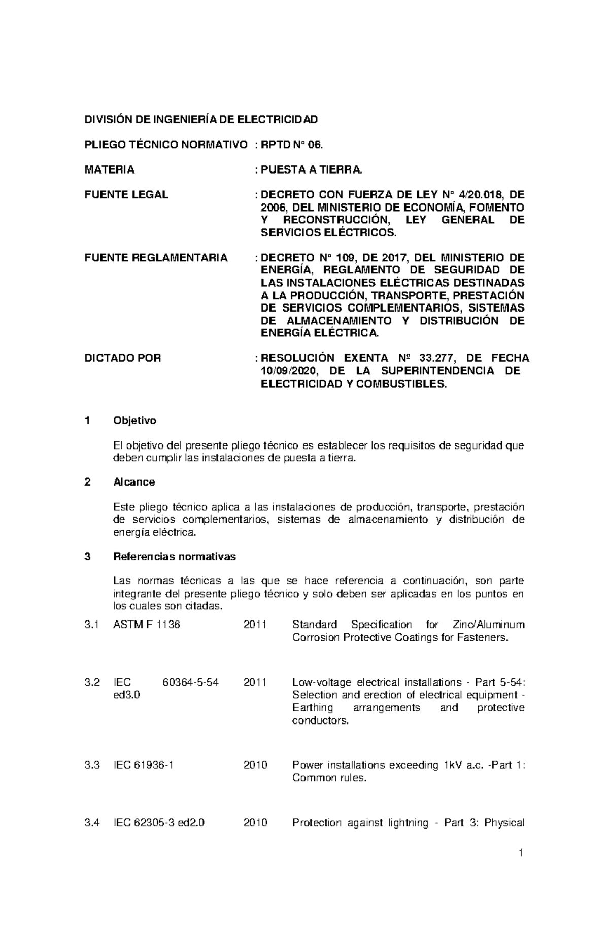 Pliego Técnico Normativo RPTD N°06 Puesta a tierra - DIVISIÓN DE ...