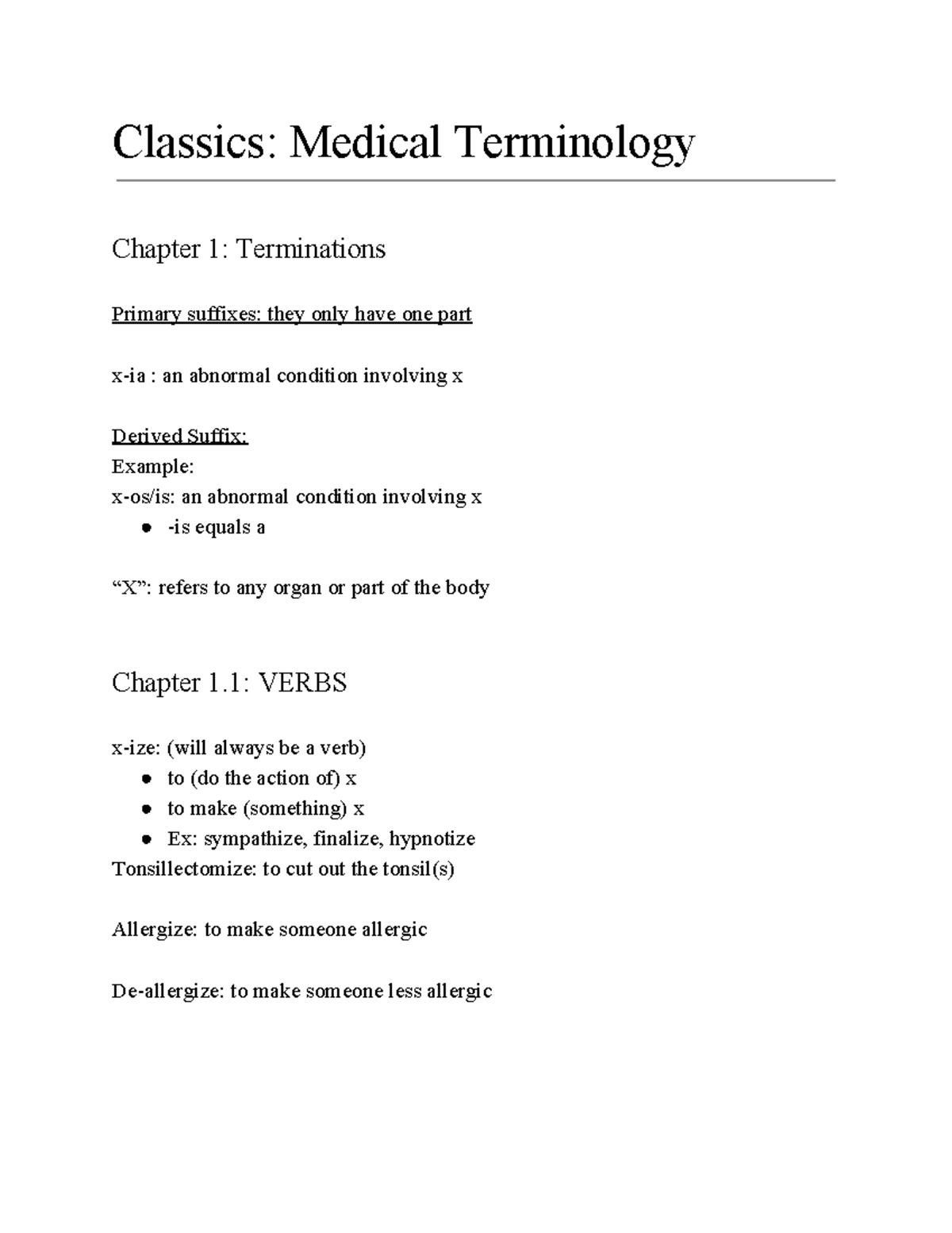 Classics 2MT3 Lecture 1 Classics Medical Terminology Chapter 1