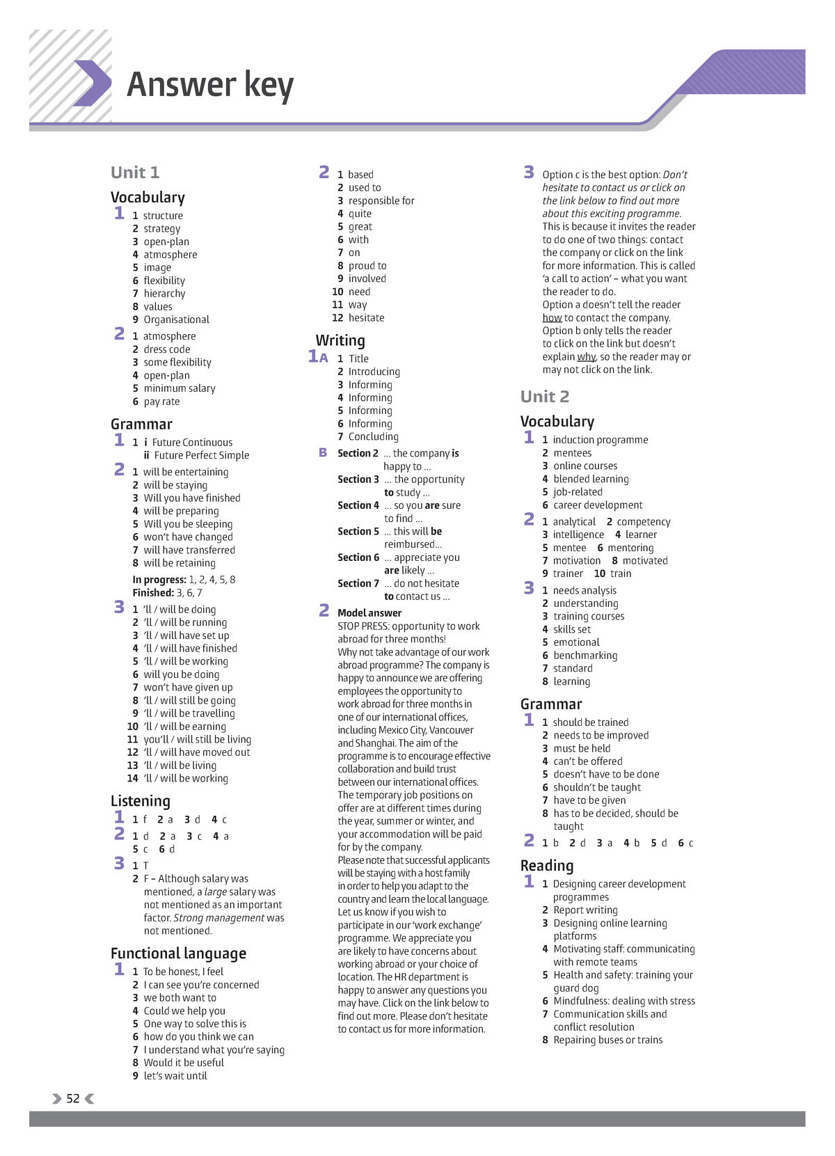 Business Partner B2 Workbook Answer Key - Answer Key Unit 1 Vocabulary ...