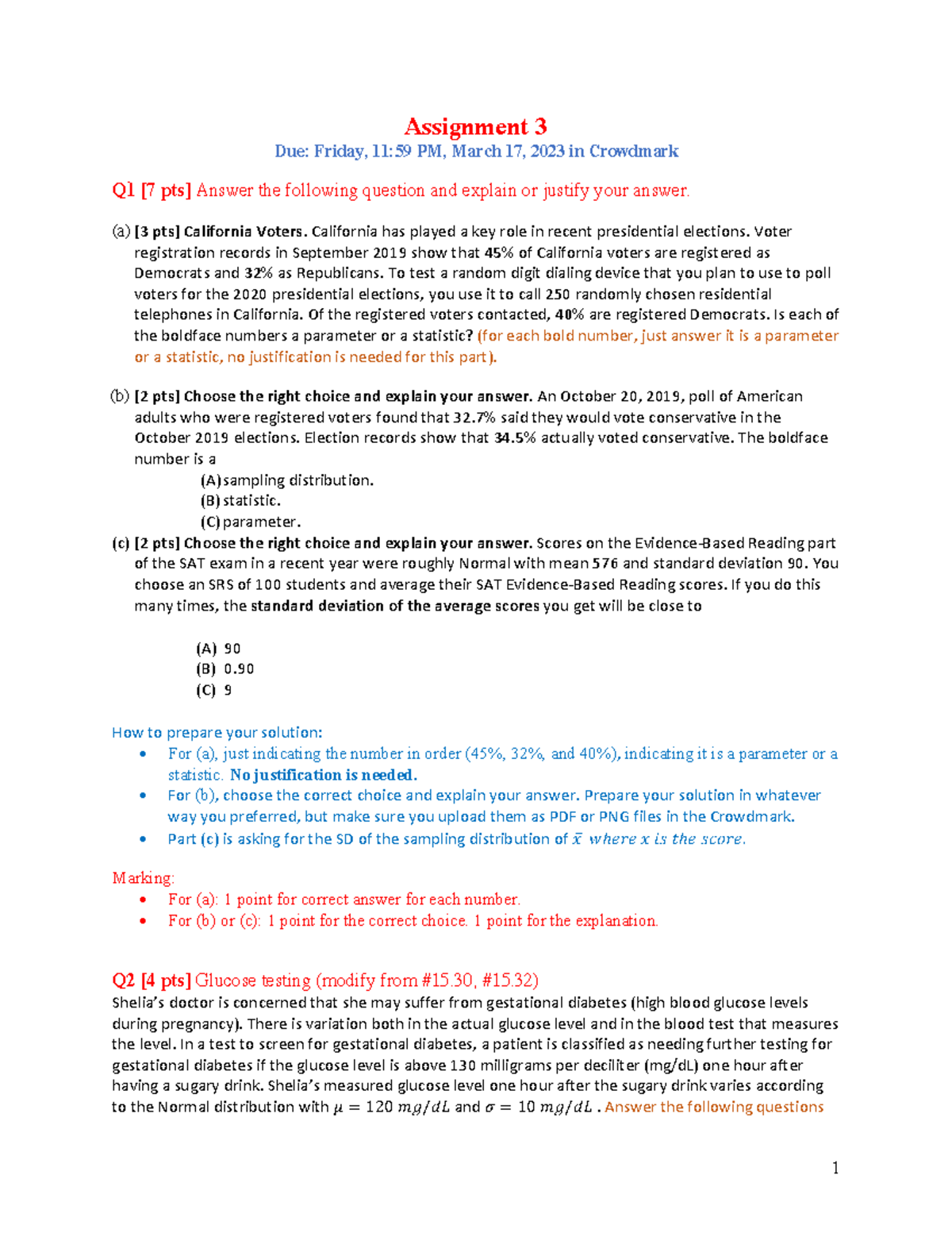 Assignment 3-Question - Assignment 3 Due: Friday, 11:59 PM, March 17 ...