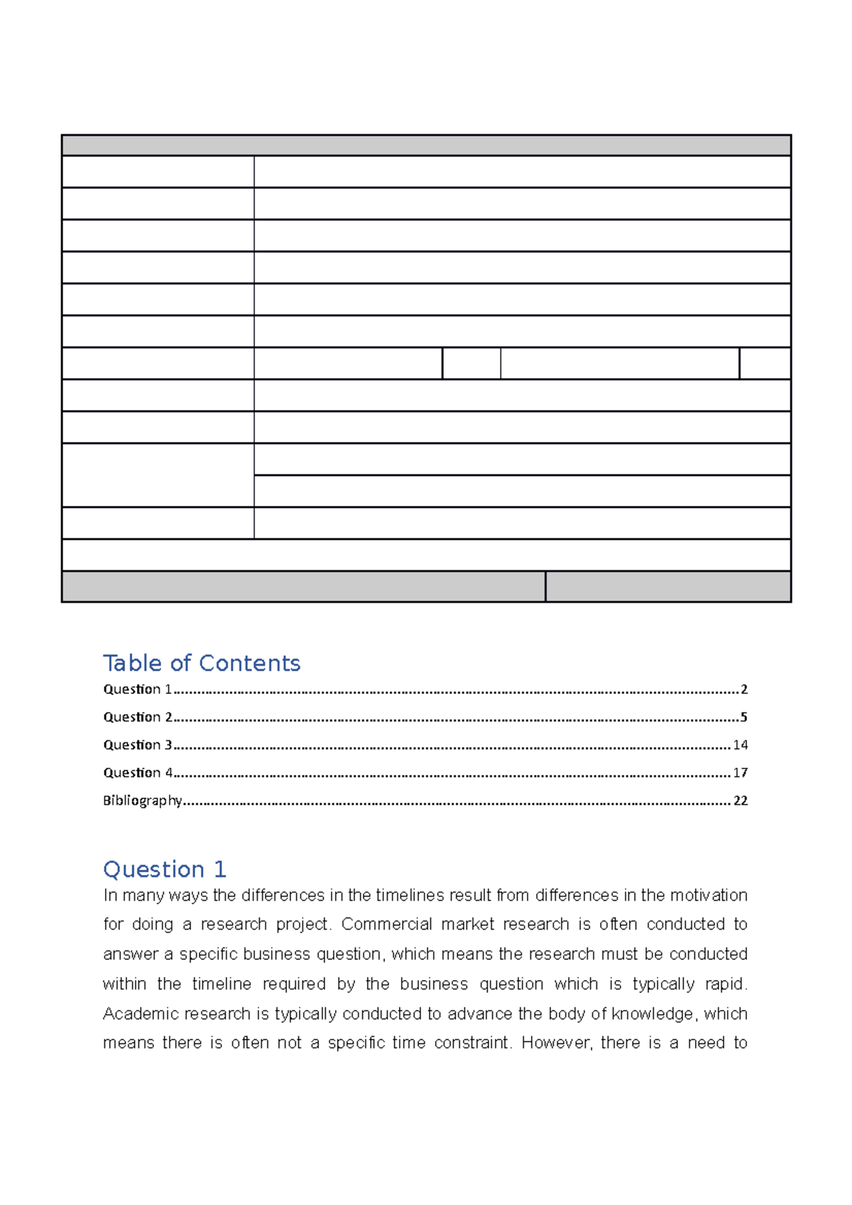 Research for computing methods 1 - Table of Contents Question - Studocu