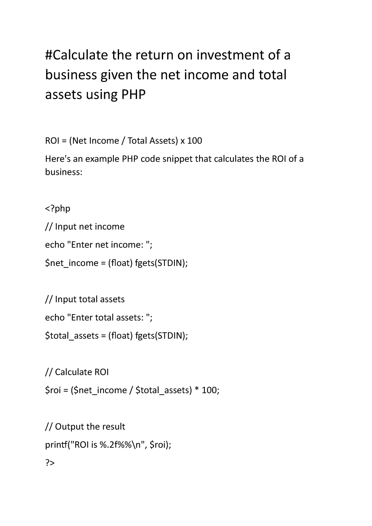 net-income-and-total-assets-using-php-calculate-the-return-on