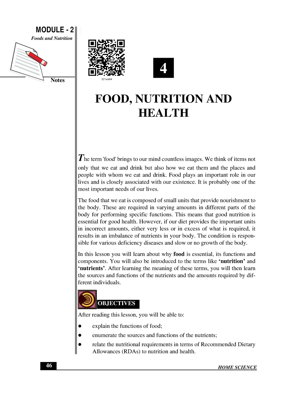 321 E Lesson 4 - Nutrition - MODULE - 2 Notes Foods And Nutrition 46 4 ...