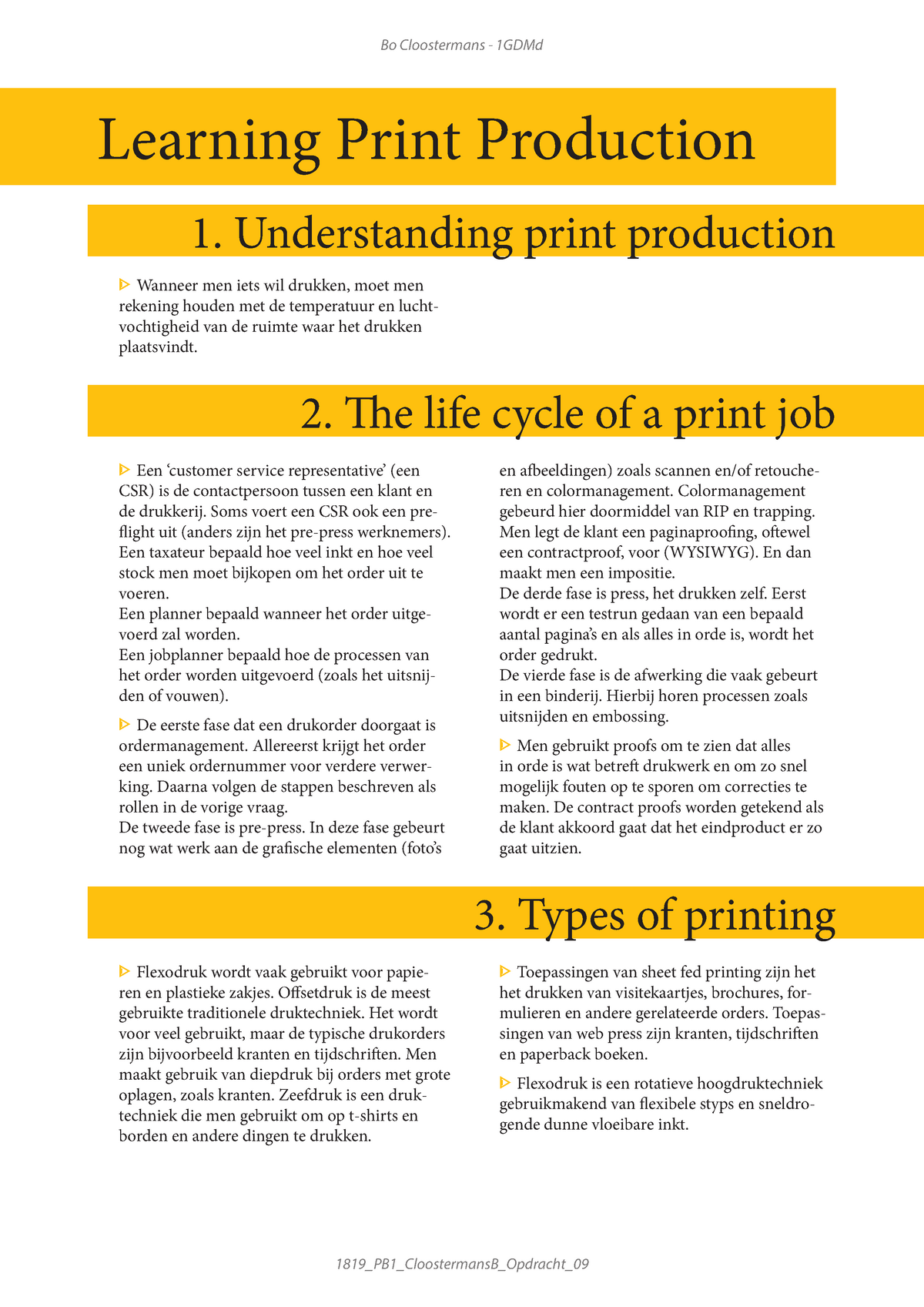 print production assignment