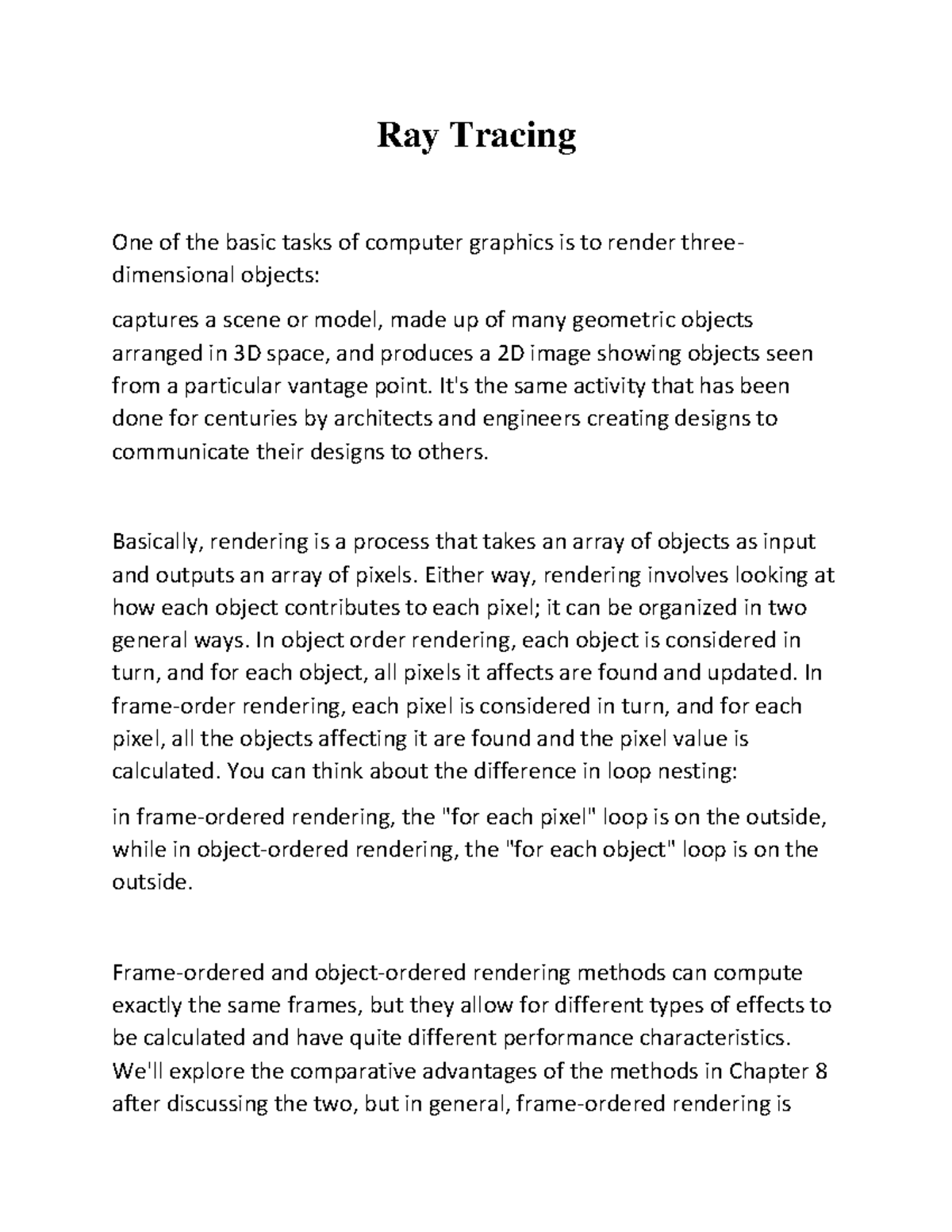 Ray Tracing - The Basic Ray Tracing Algorithm - Ray Tracing One of the ...