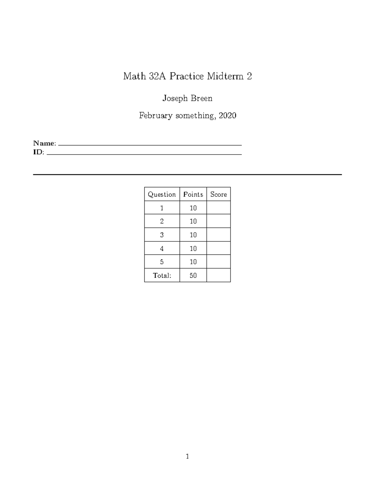 Practice Midterm 2 - Nojustification required! Read carefully!! (a) (2 ...