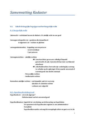 Examen Kadaster - samenvatting - Kadaster 2 - AP Hogeschool Antwerpen ...