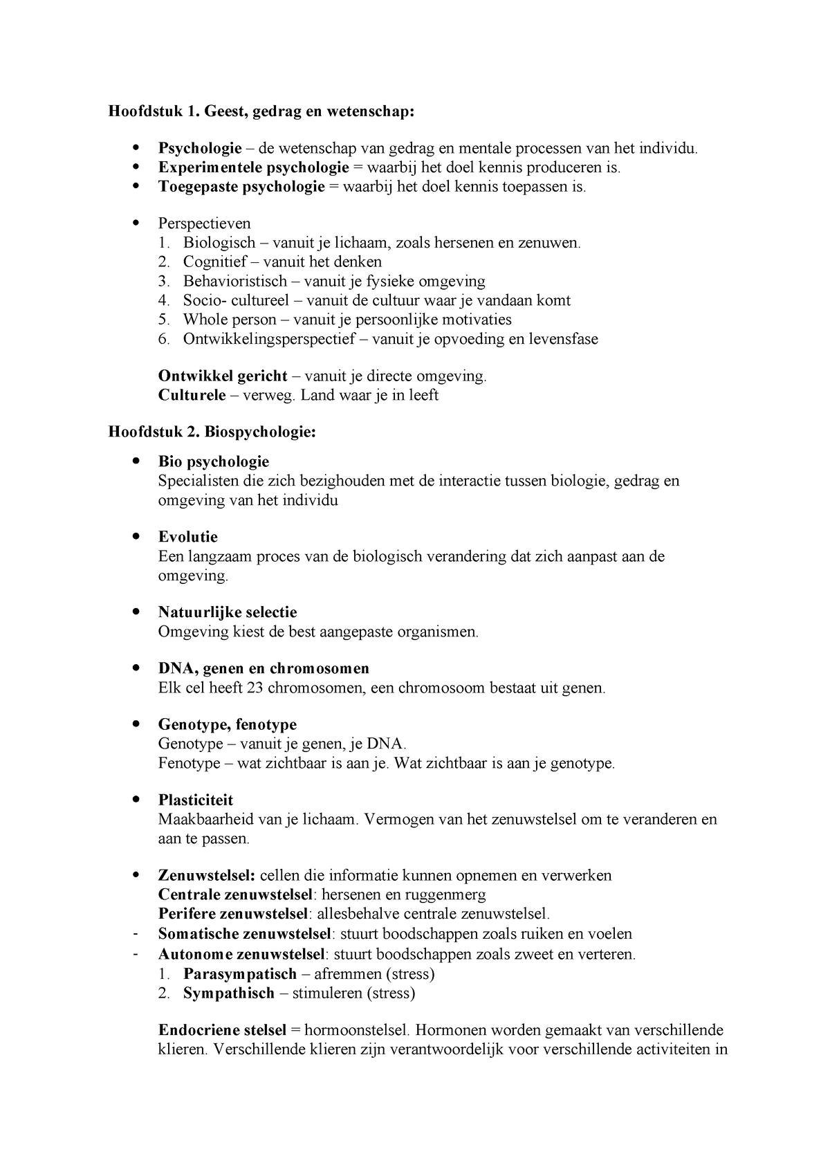 Begrippenlijst 2 - Hoofdstuk 1. Geest, Gedrag En Wetenschap ...