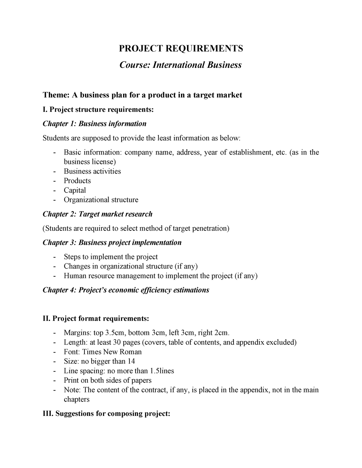 [ib] Project Requirements - Project Requirements Course: International 