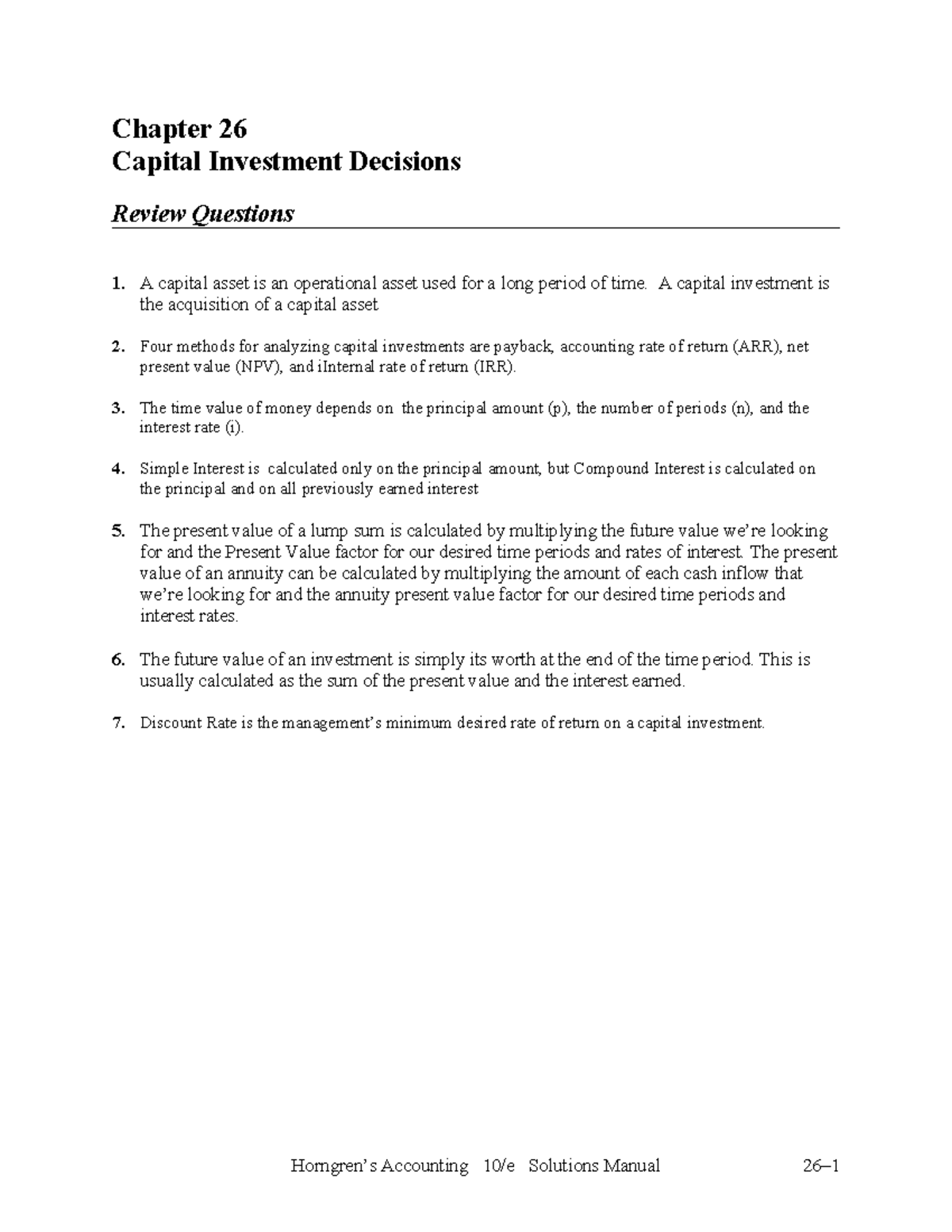 Nobles acctg 10 sm 26 - Financial Accounting (LUBS1230) - Chapter 26 ...