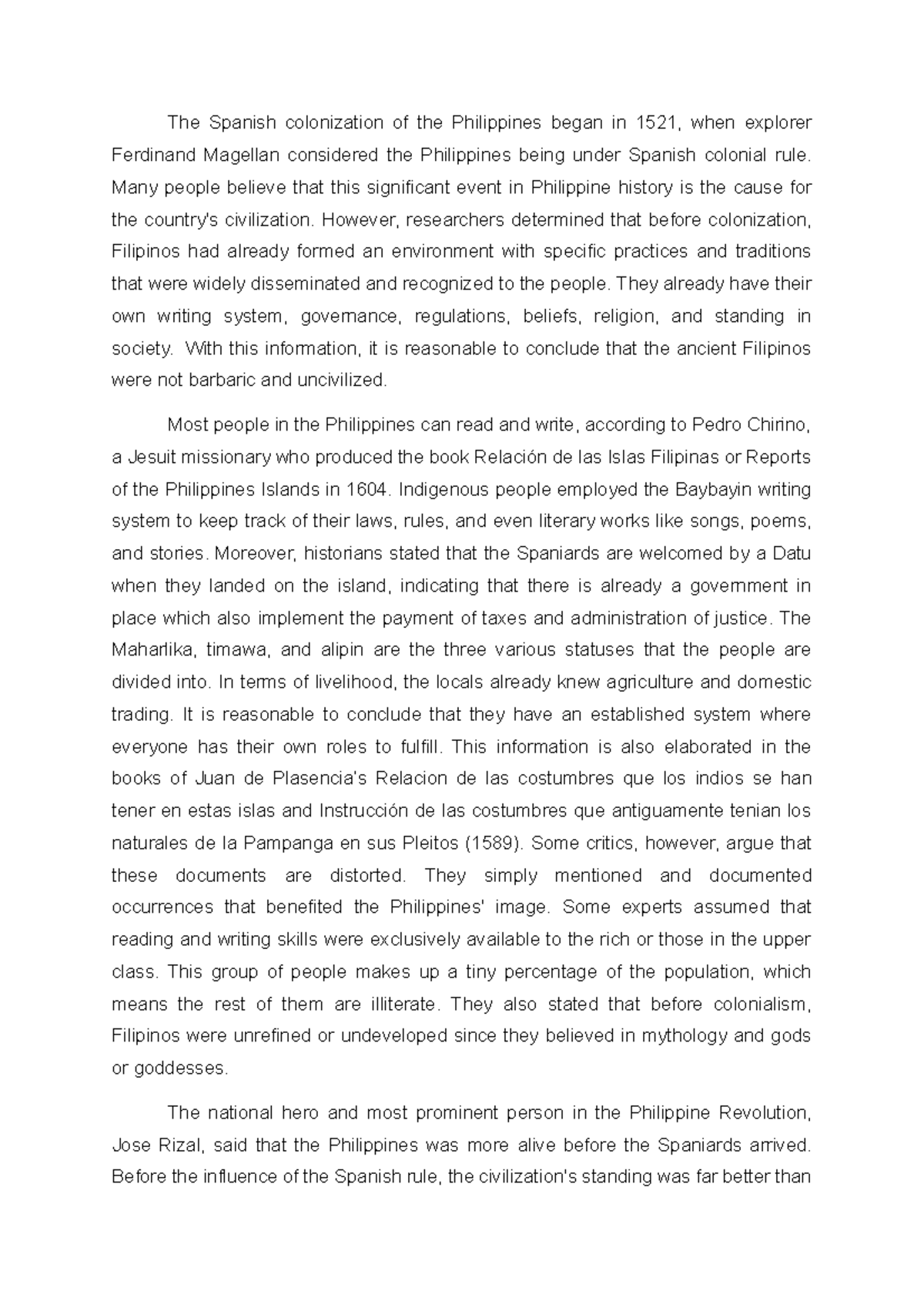 essay about spanish colonization in the philippines brainly