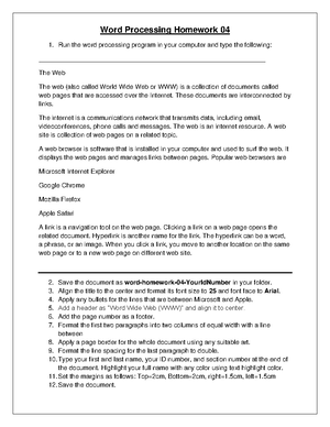 Word Processing Exercise 06 - This lesson you will practice how to do ...