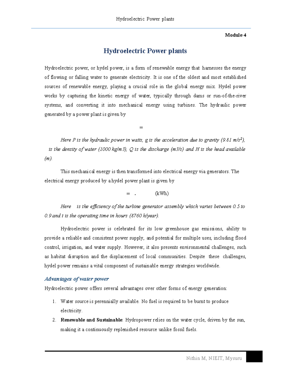 Module 4 - Department of Mechanical Engineering NIE Institute of ...