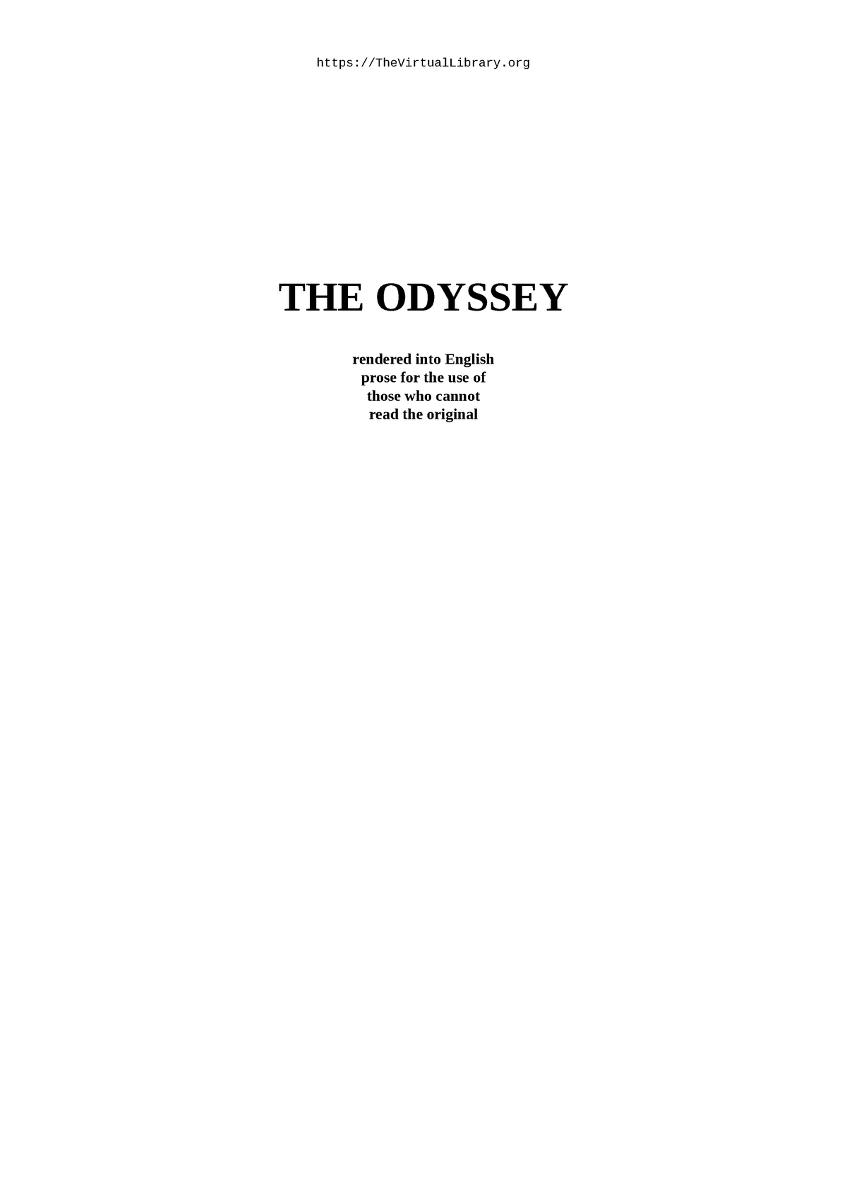 The Odyssey - Homer - PDF - TheVirtualLibrary THE ODYSSEY rendered into ...