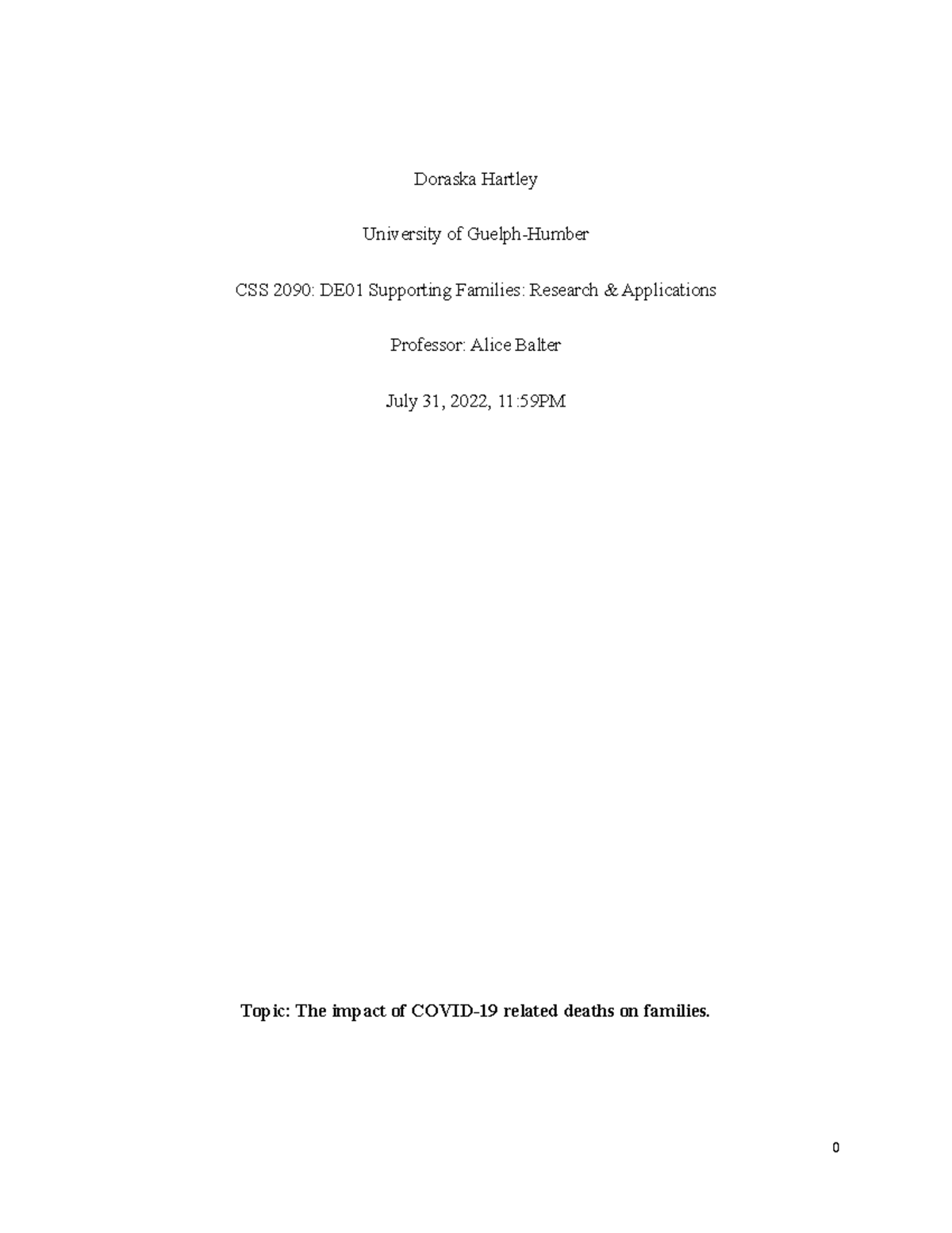 Supporting families research proposal 7 - Doraska Hartley University of ...