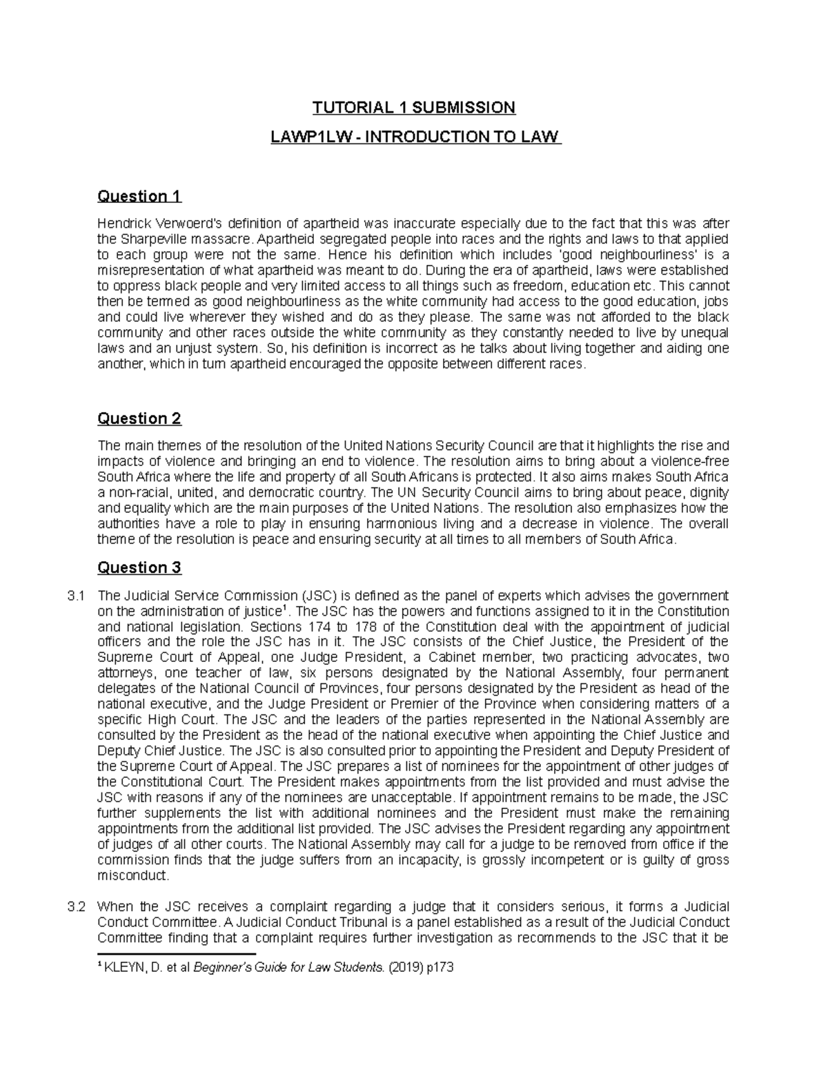 Tutorial 1 Intro To Law Tutorial 1 Submission Lawp1lw Tutorial 1 Intro To Law Tutorial 1 Submission Lawp1lw