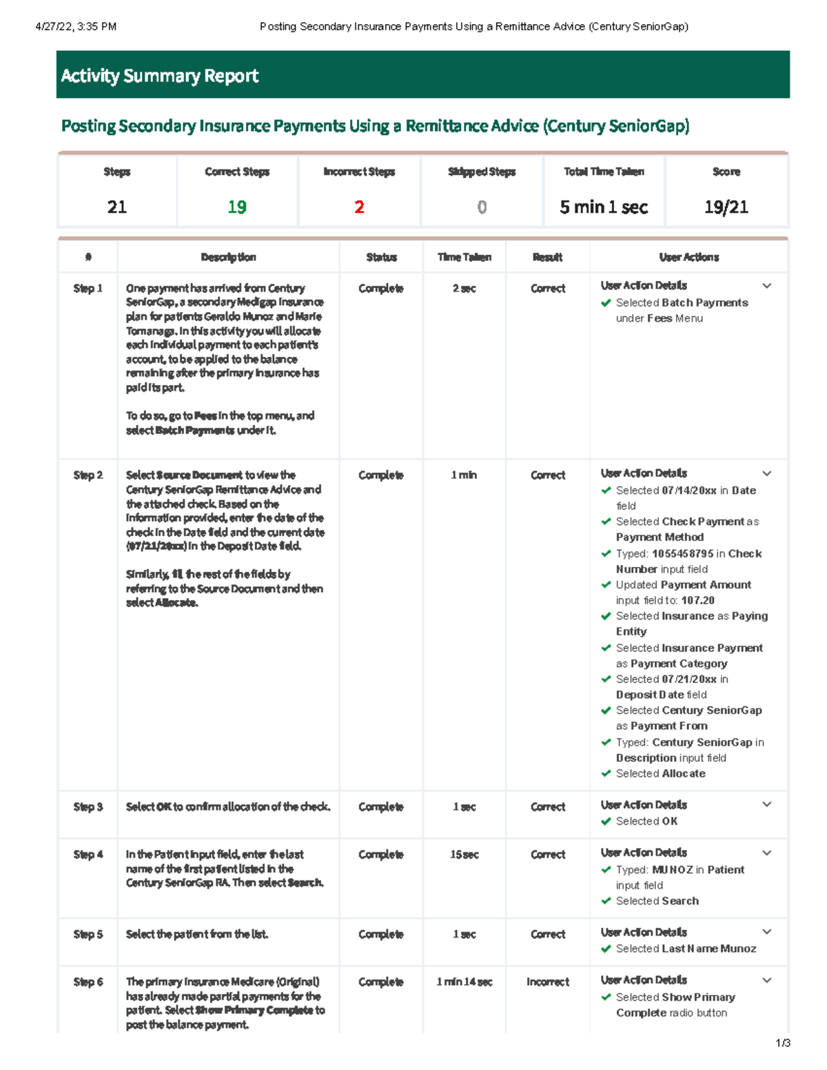 posting-secondary-insurance-payments-using-a-remittance-advice-century