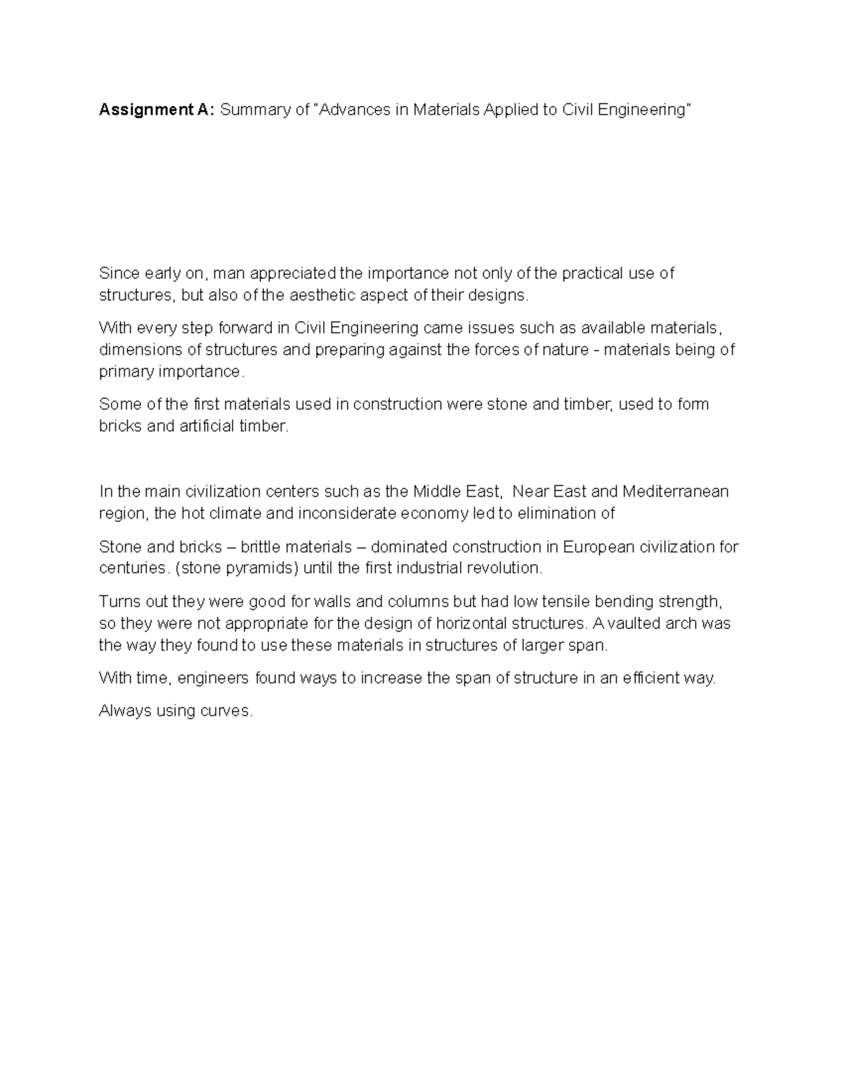Assignment A - With every step forward in Civil Engineering came issues ...