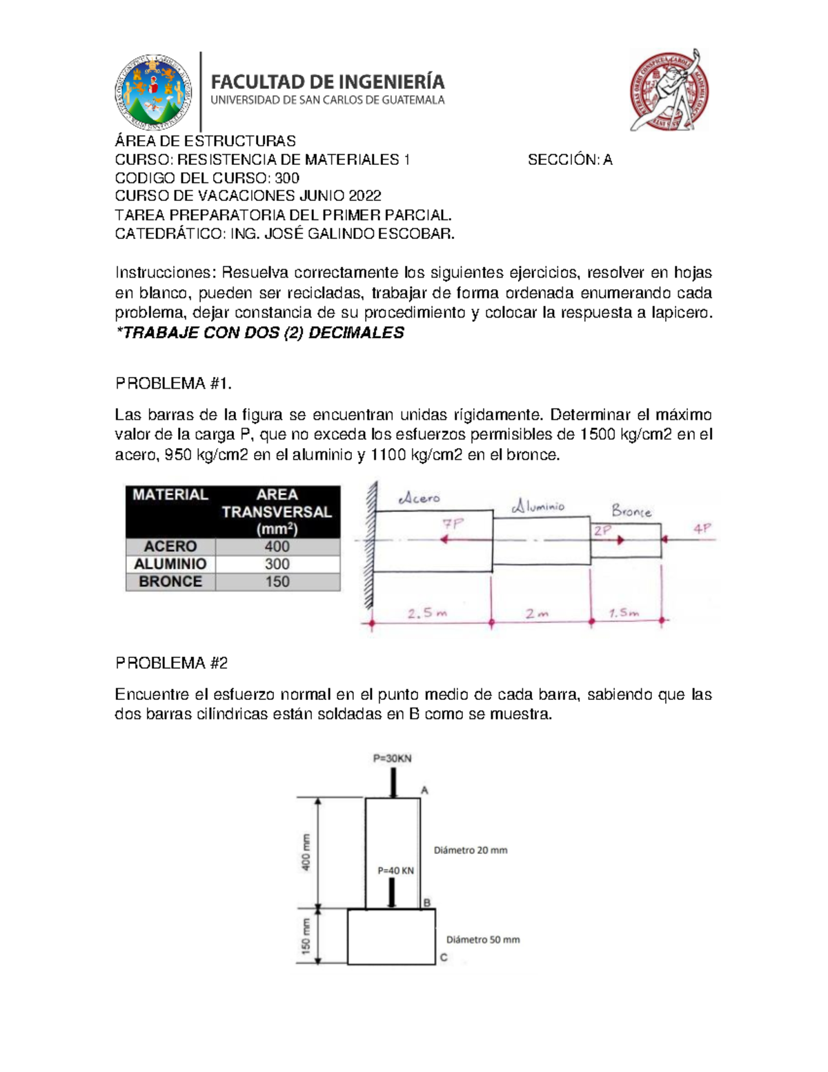 Tarea Preparatoria Primer Parcial A - ÁREA DE ESTRUCTURAS CURSO ...