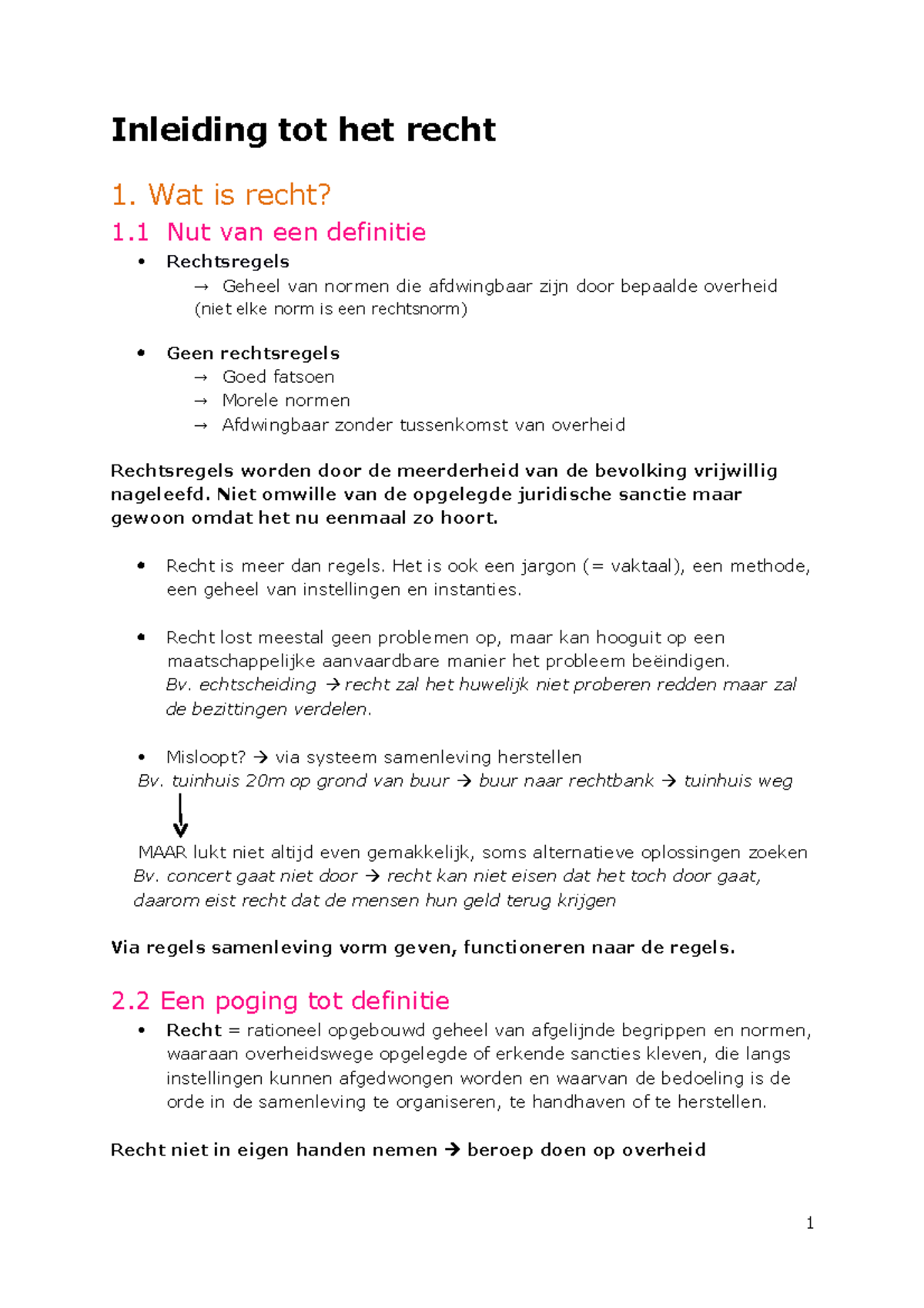 Inleiding Tot Het Recht - Wat Is Recht? 1 Nut Van Een Definitie ...