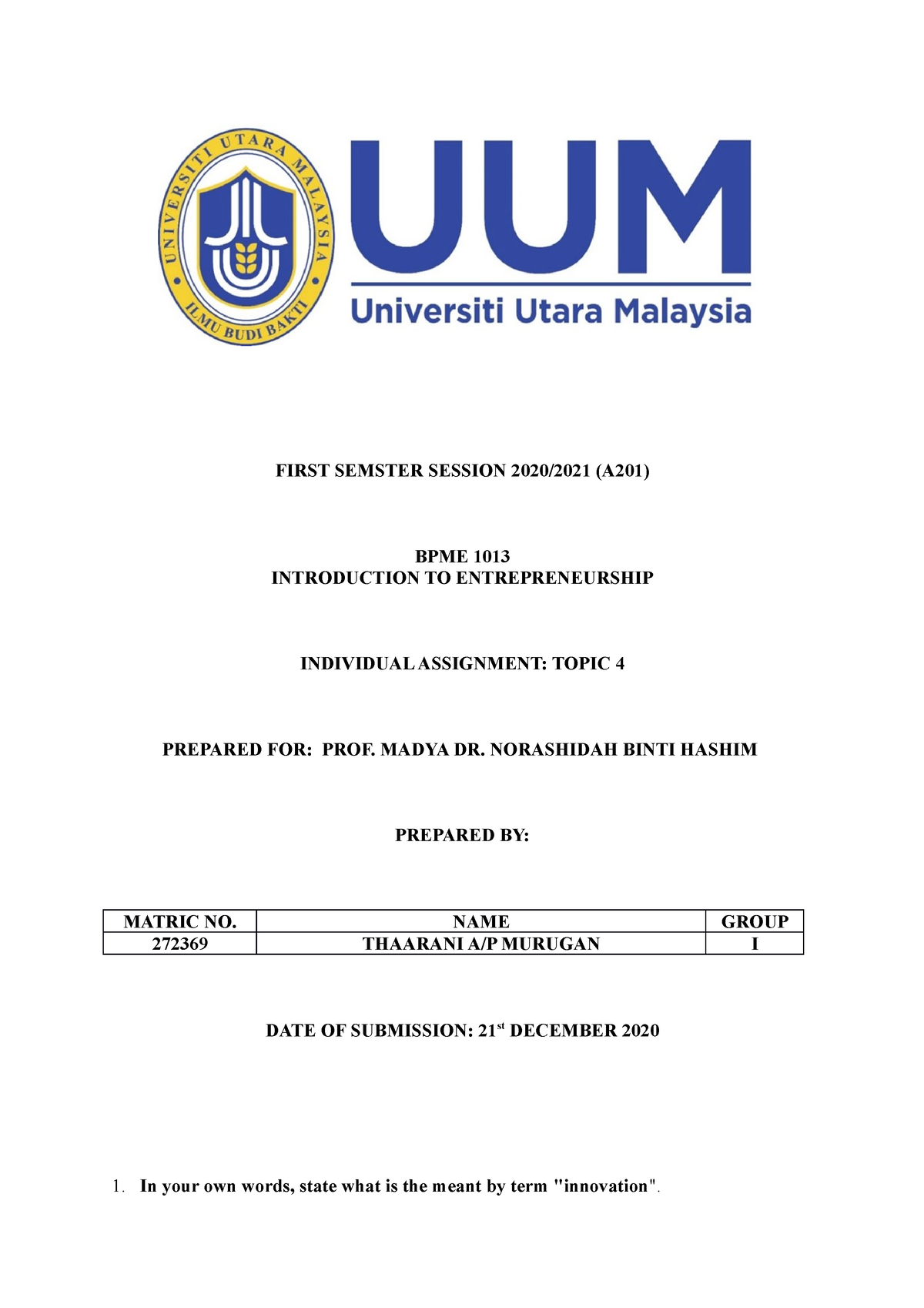 master coursework uum