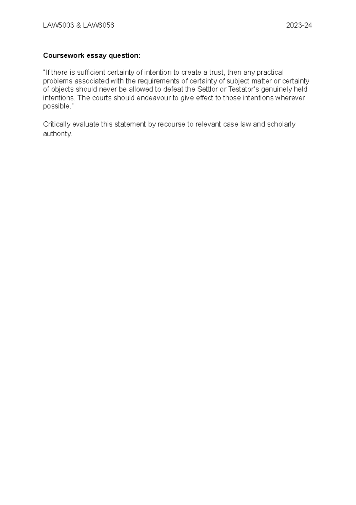 2023-24 Equity Formative Assessment Question - Coursework essay ...