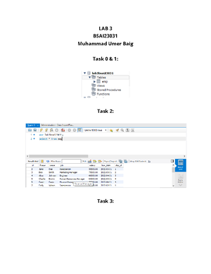 Lab11 B - Lab # 11 Database Systems Course Instructor Ms. Hafsa Batool ...