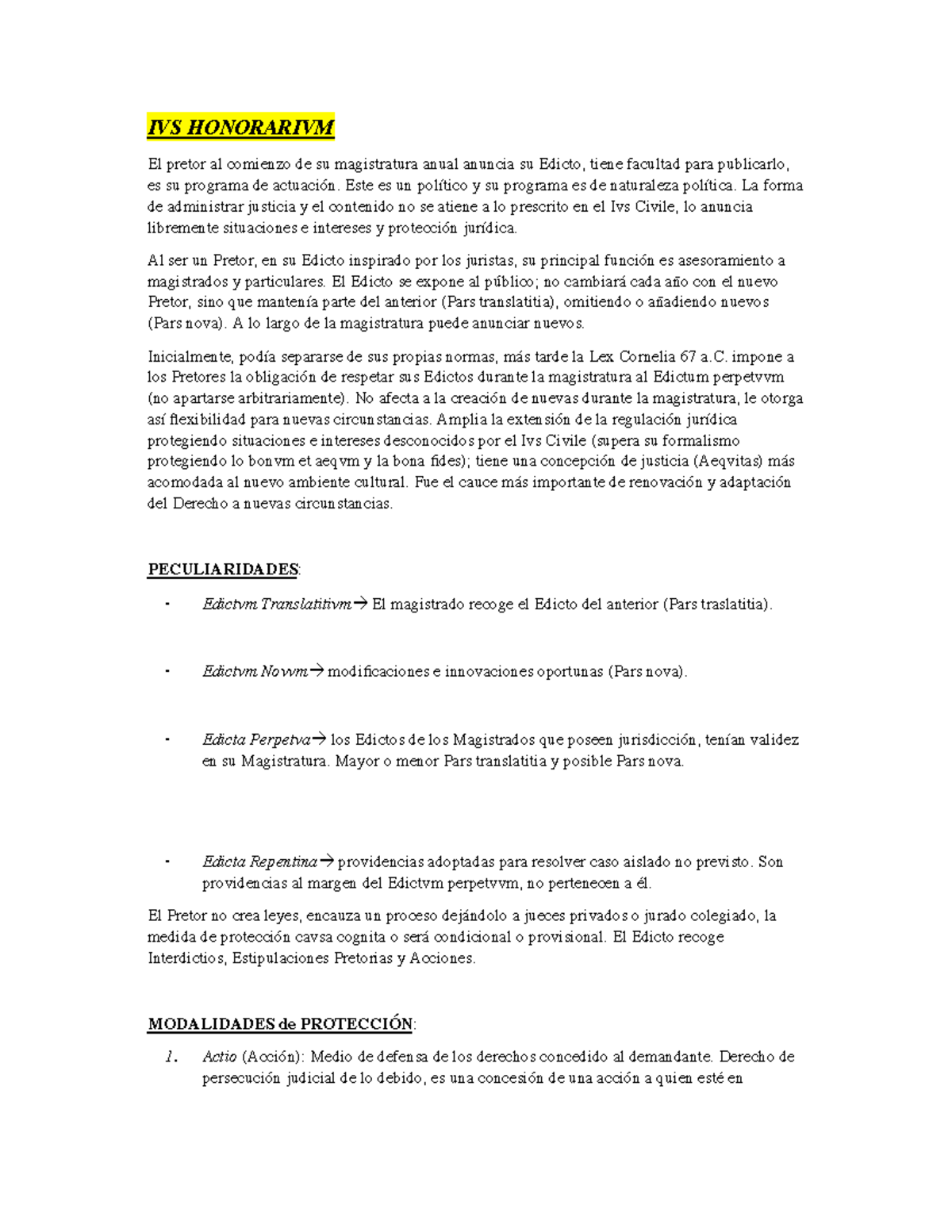 IVS Honorarivm - Derecho Honorario - IVS HONORARIVM El pretor al