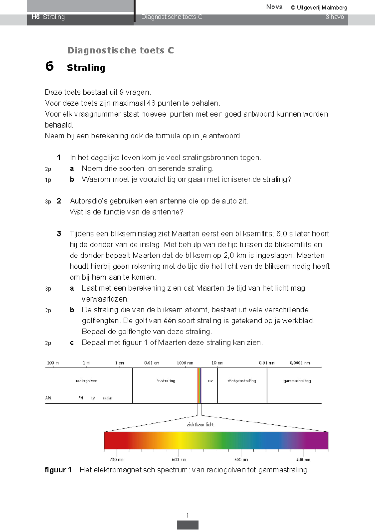 D-toets -straling plus werkblad - H6 Straling Diagnostische toets C 3 ...